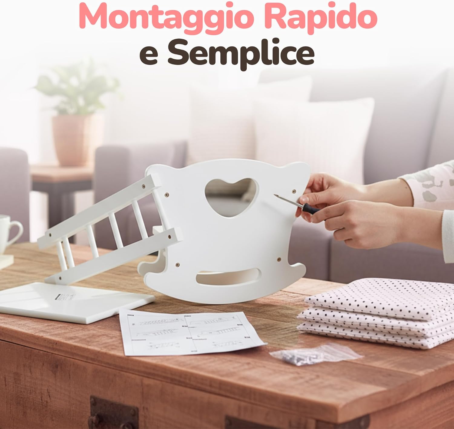 Kinderplay Culla per Bambole in Legno con Biancheria - immagine 8