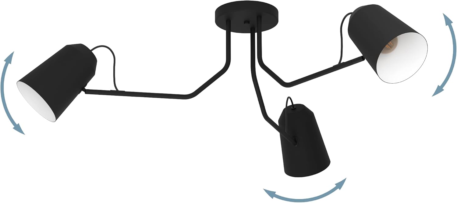 Eglo Loreto - Lampada da Parete Interni E27, Bianco e Nero - immagine 2