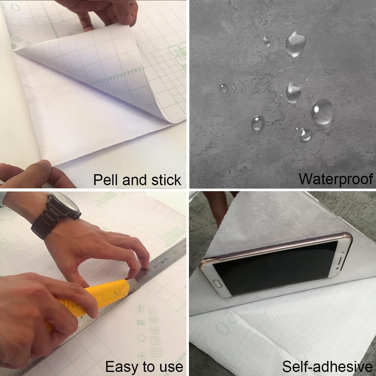 Totio Carta da Parati Autoadesiva Grigio Scuro Effetto Cemento - immagine 6