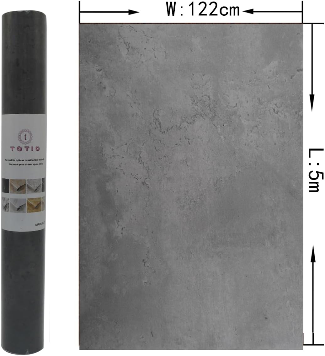 Totio Carta da Parati Autoadesiva Grigio Scuro Effetto Cemento - immagine 7