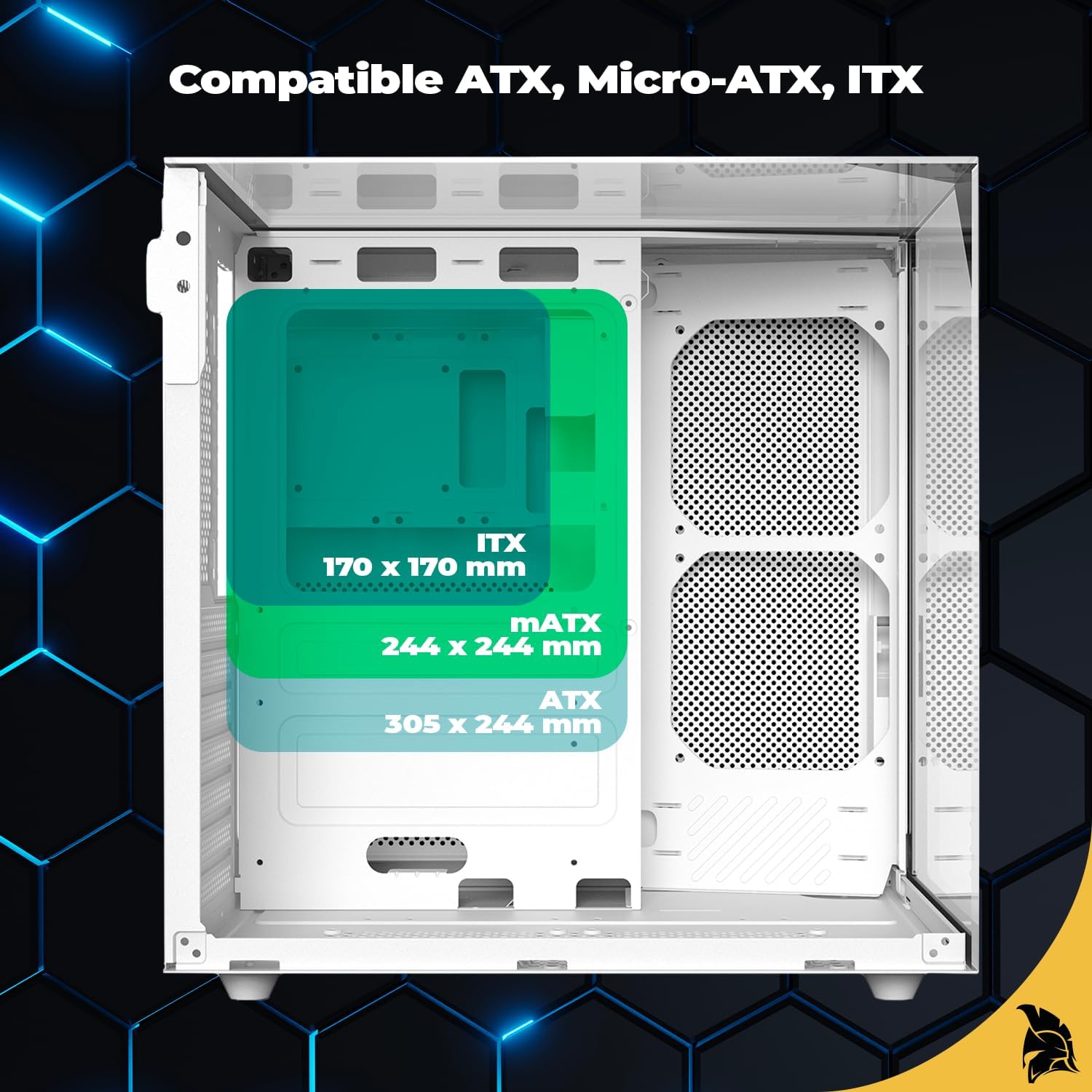 Empire Gaming EC253 - Case PC Cube ATX/mATX/ITX, Blanco - immagine 2