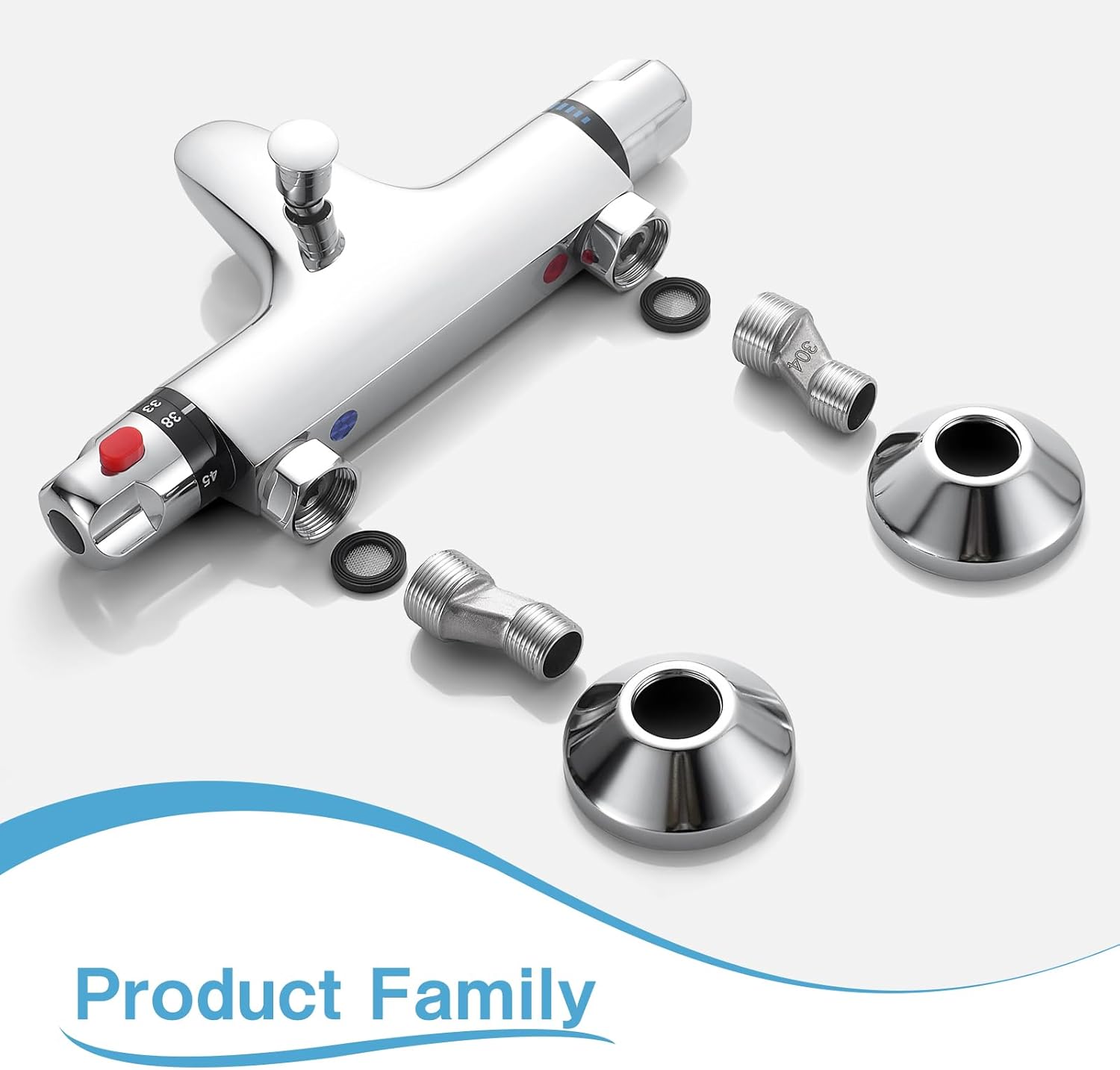 Rubinetto Termostatico per Doccia 38℃, Cromato - immagine 7