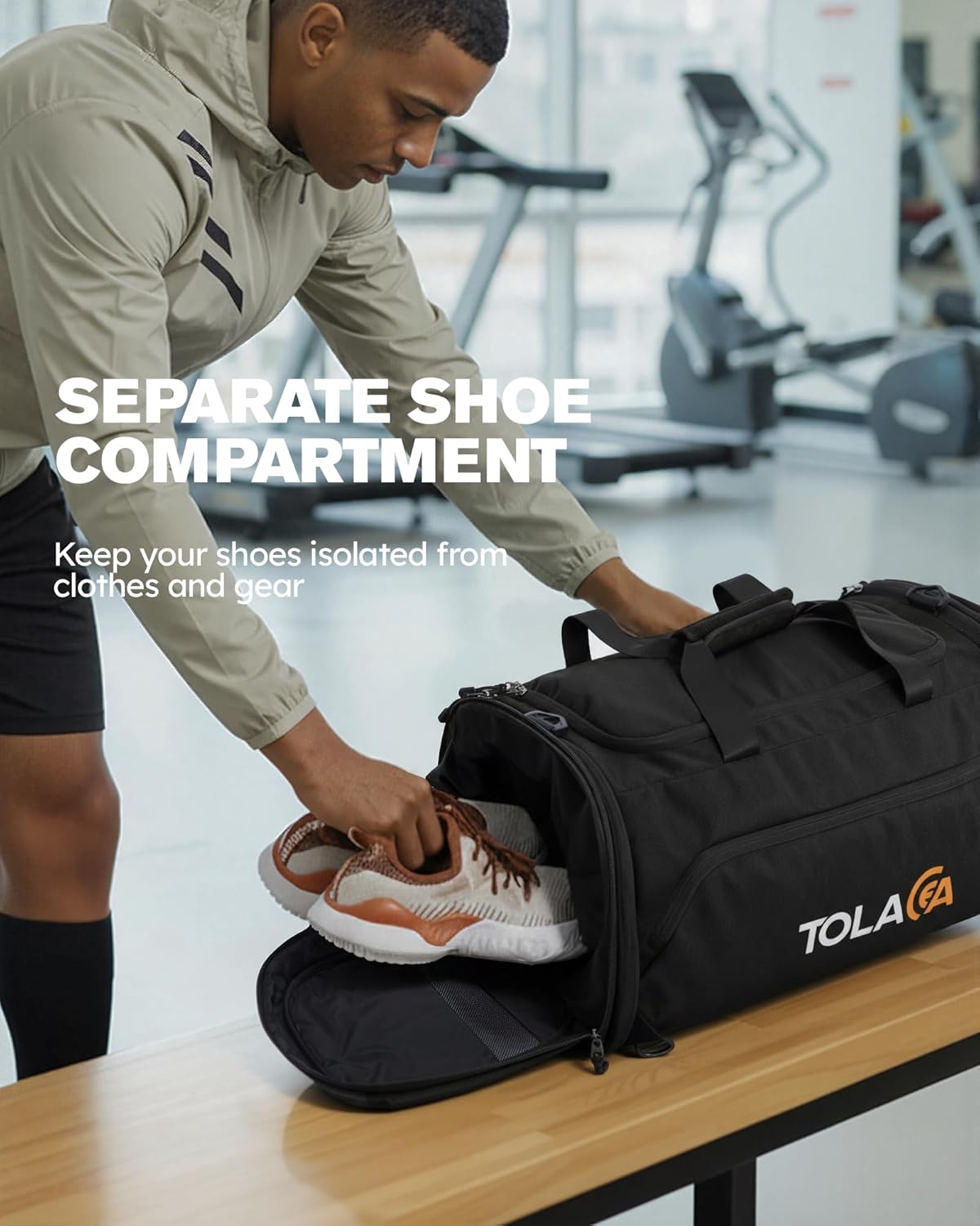 Tolaccea Borsone Palestra Estensibile 56–70L, Nero - immagine 6