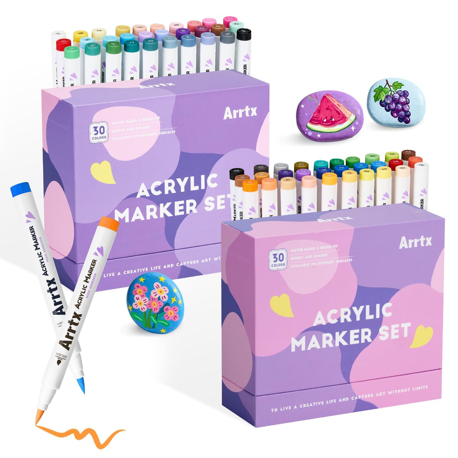 Arrtx Penne Acriliche 60 Pezzi - Punta a Pennello