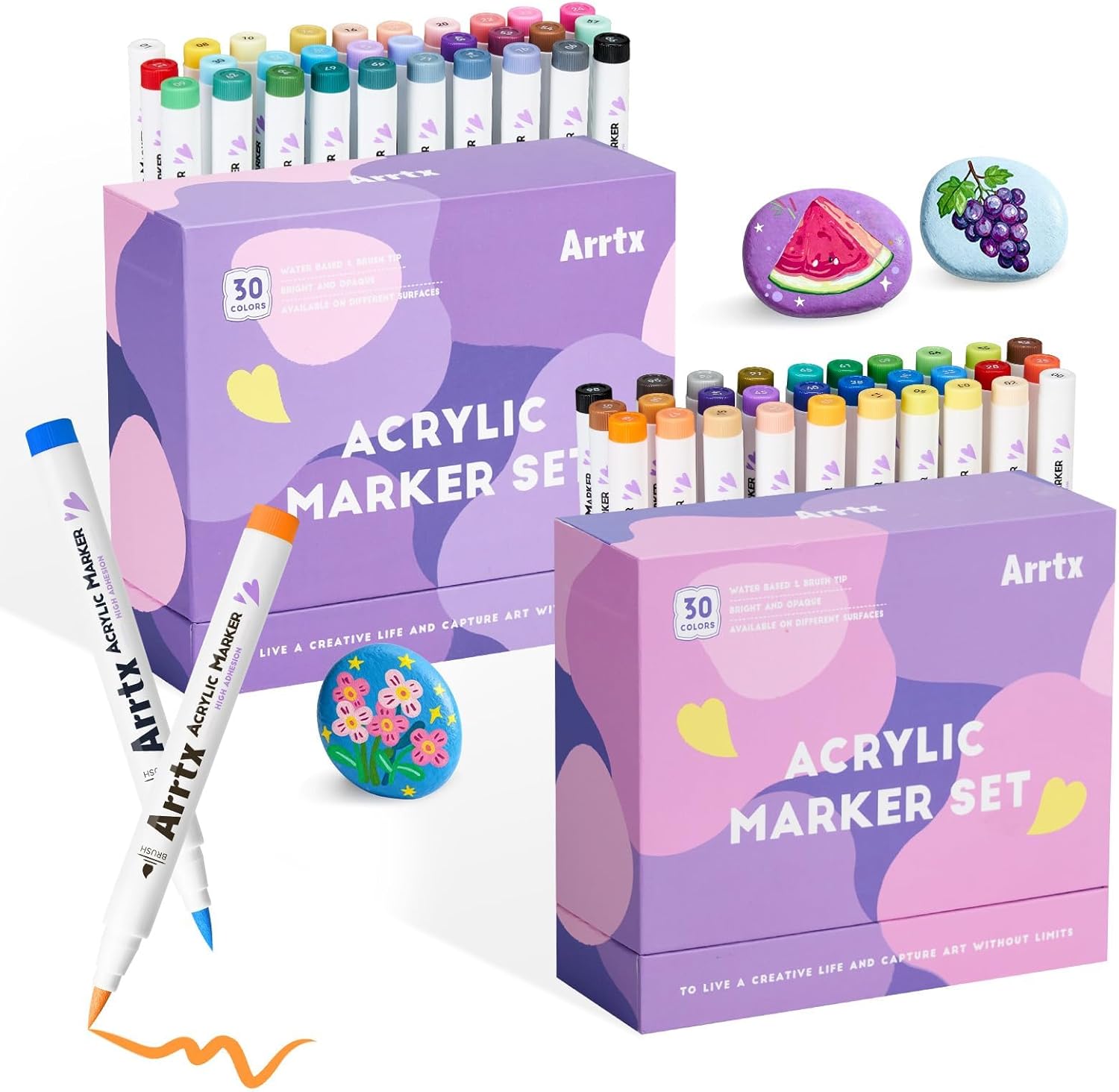 Arrtx Penne Acriliche 60 Pezzi - Punta a Pennello - immagine 1