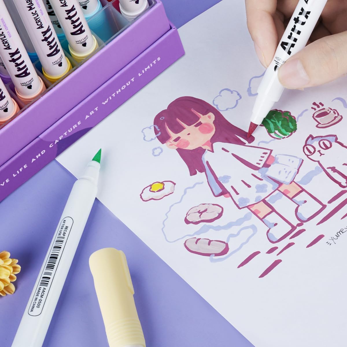 Arrtx Penne Acriliche 60 Pezzi - Punta a Pennello - immagine 6