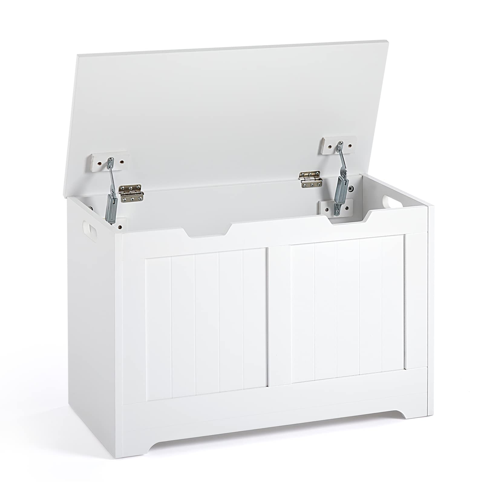 Mondeer Panca Portaoggetti con Coperchio, MDF, Bianco, 72 x 36 x 48 cm