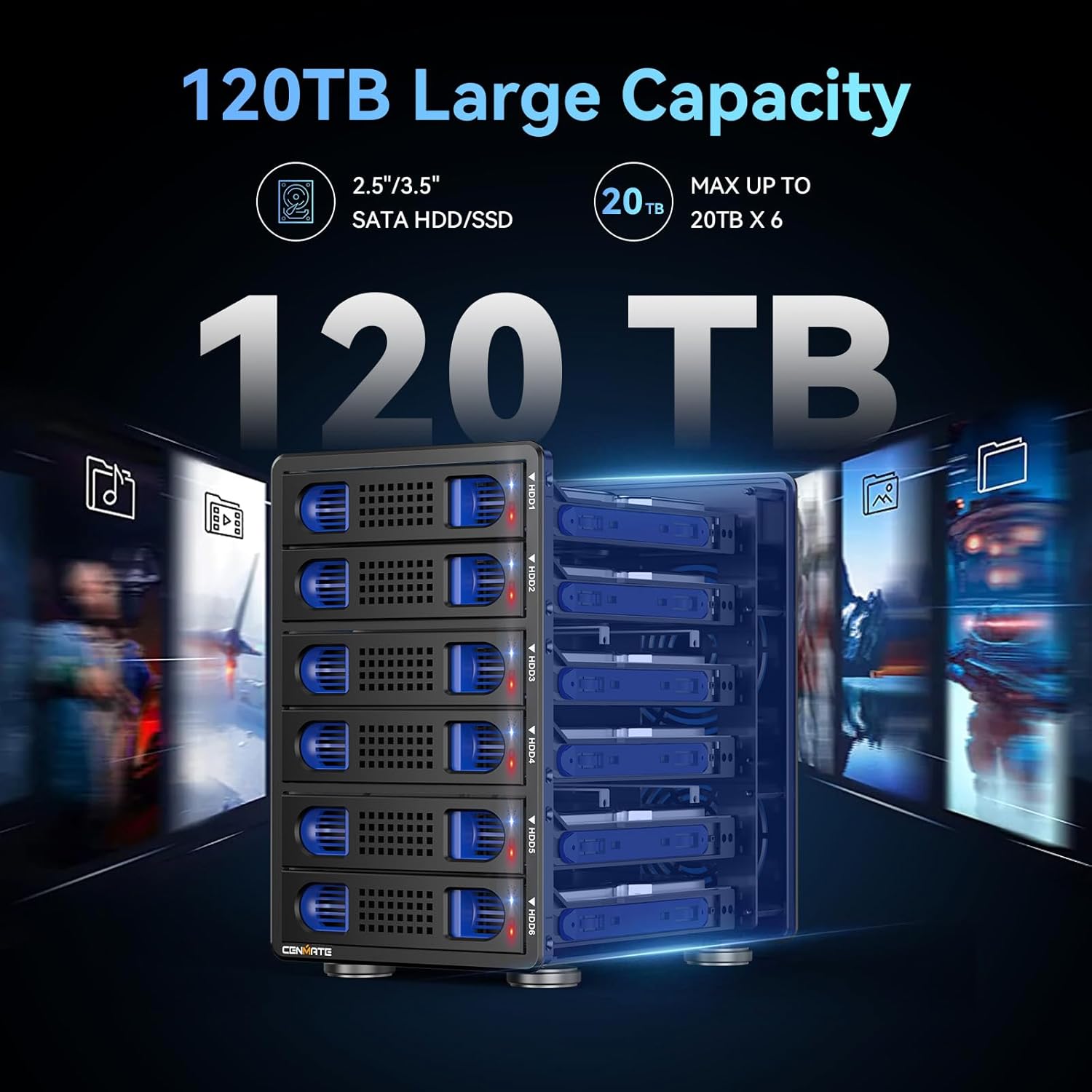 Cenmate Enclosure 6 Alloggiamenti per HDD/SSD SATA - immagine 2