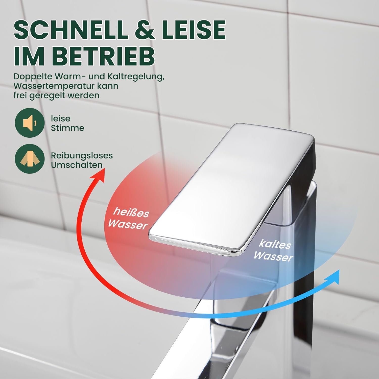 Rubinetto Bagno Lavabo Miscelatore Monocomando, Cromo - immagine 2