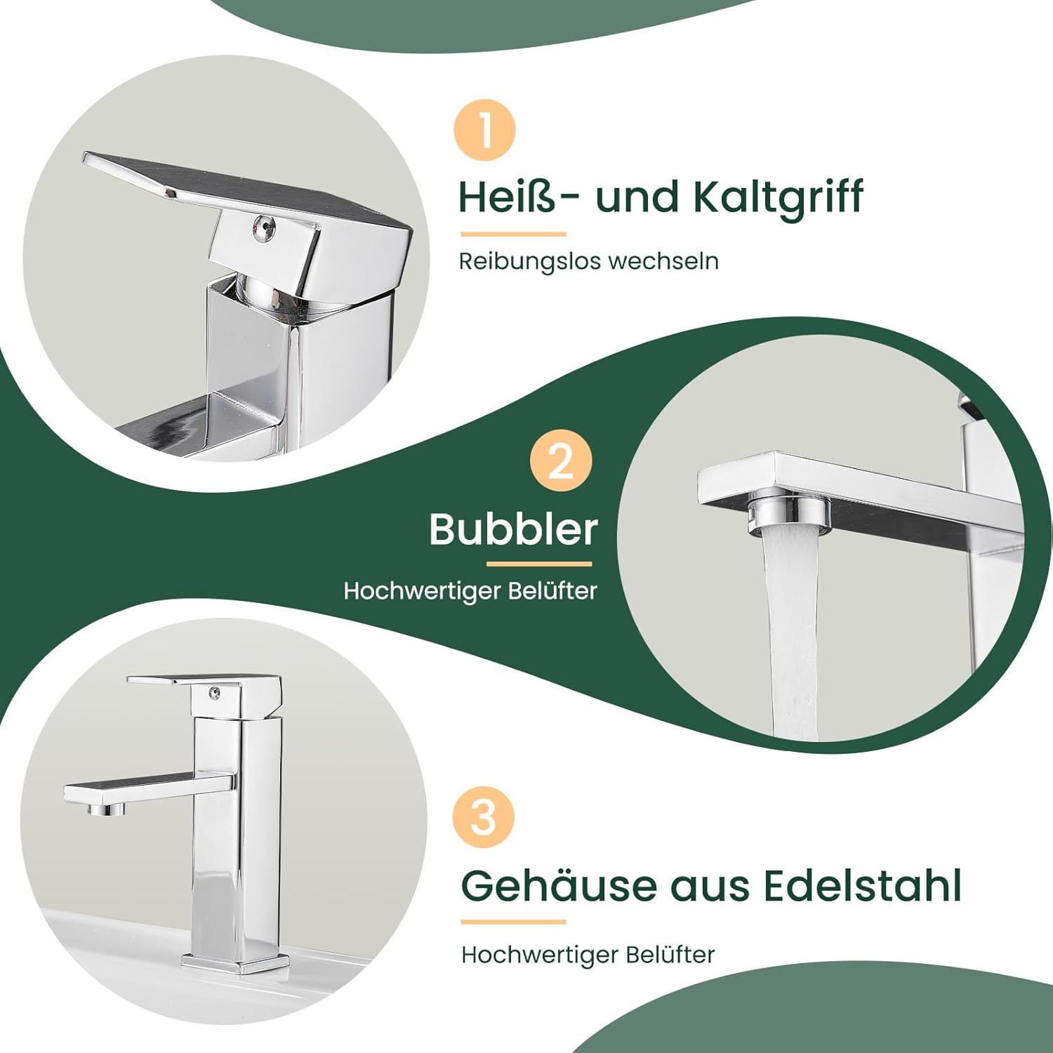 Rubinetto Bagno Lavabo Miscelatore Monocomando, Cromo - immagine 4