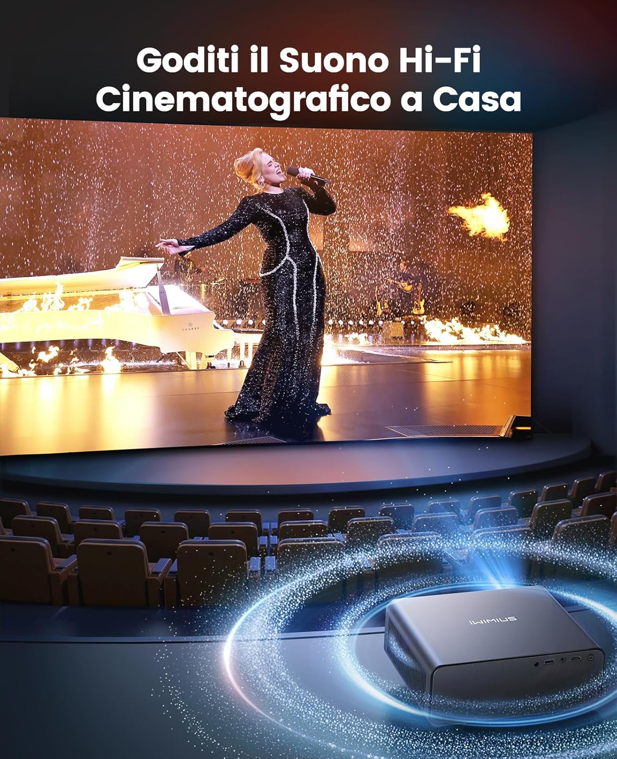 Proiettore 4K 1000ANSI Auto Focus/Keystone, Nero - immagine 5