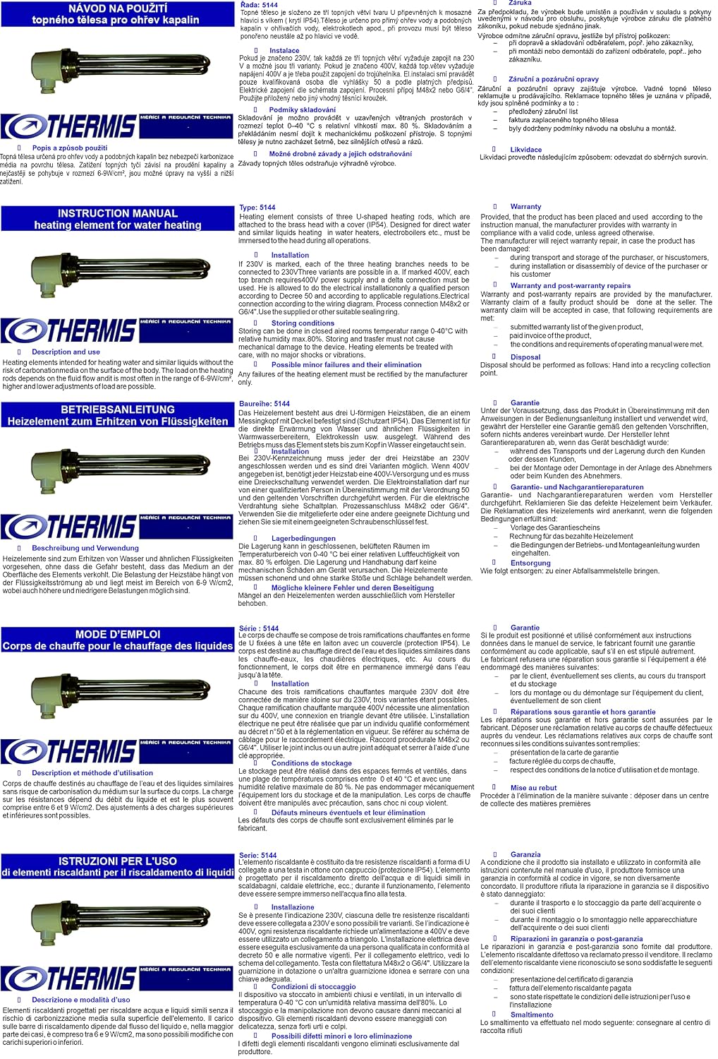 Thermis 5144 Elemento Riscaldante 3000W G6/4
