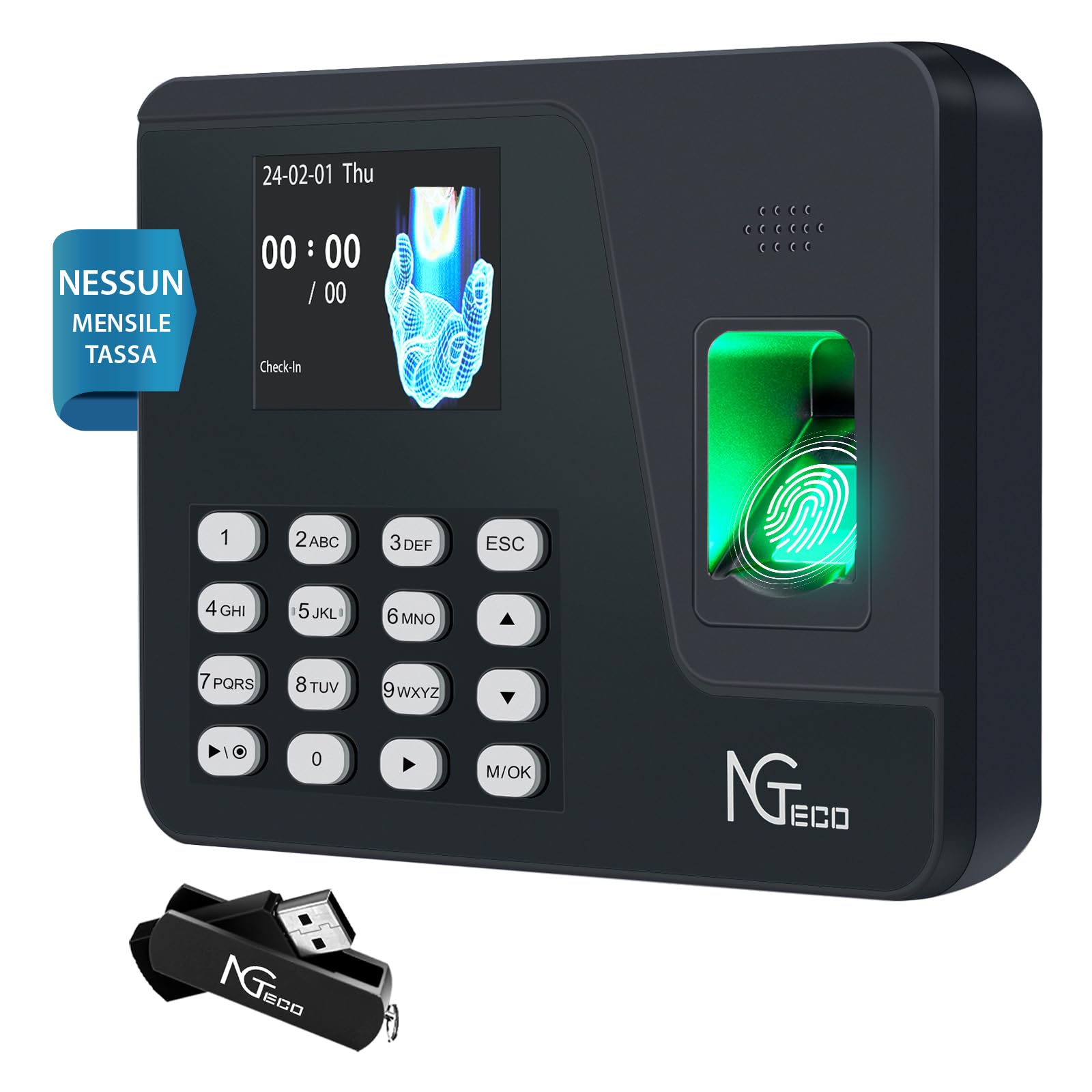 NGTeco AS10 Rilevatore Presenze con Impronte Digitali | Velz