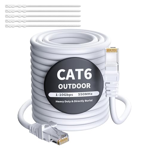 Cavo Ethernet CAT6 50 Metri per Esterno/Interno, Bianco