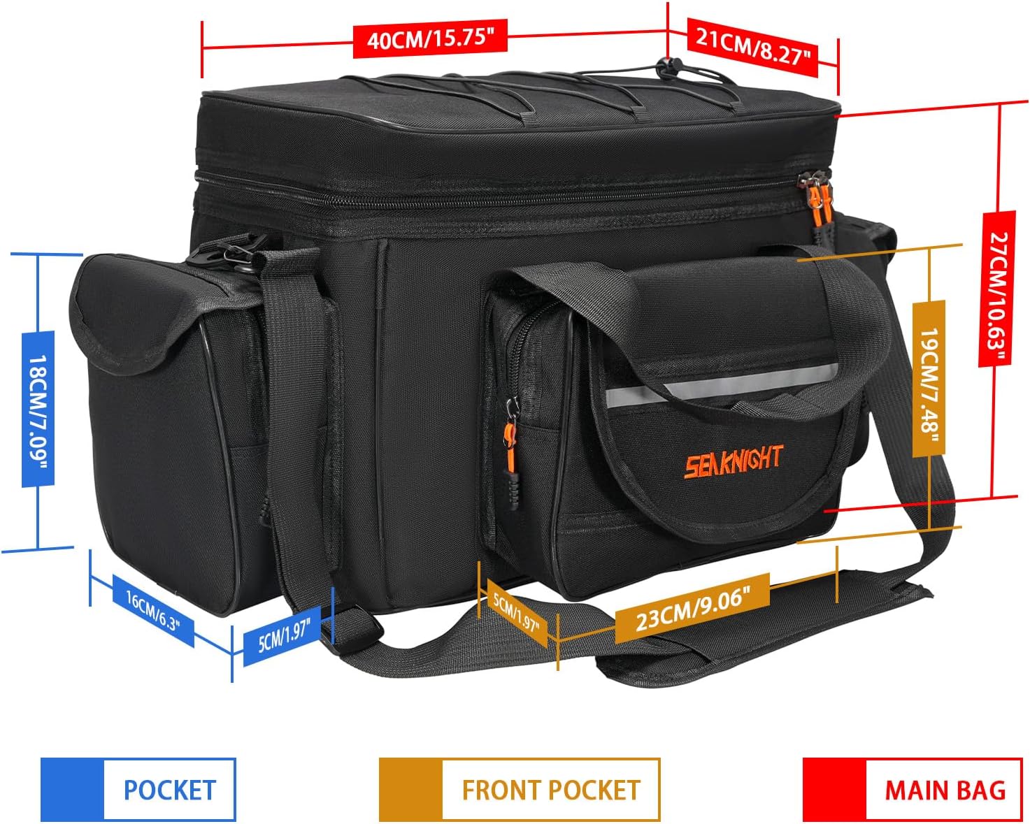 SeaKnight Borsa da Pesca a Spalla Singola, L - Nero - immagine 3