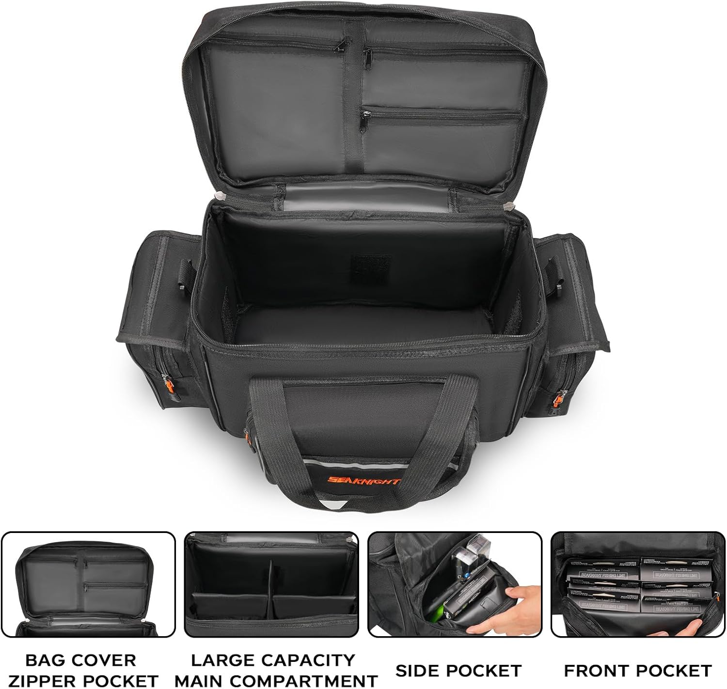 SeaKnight Borsa da Pesca a Spalla Singola, L - Nero - immagine 4