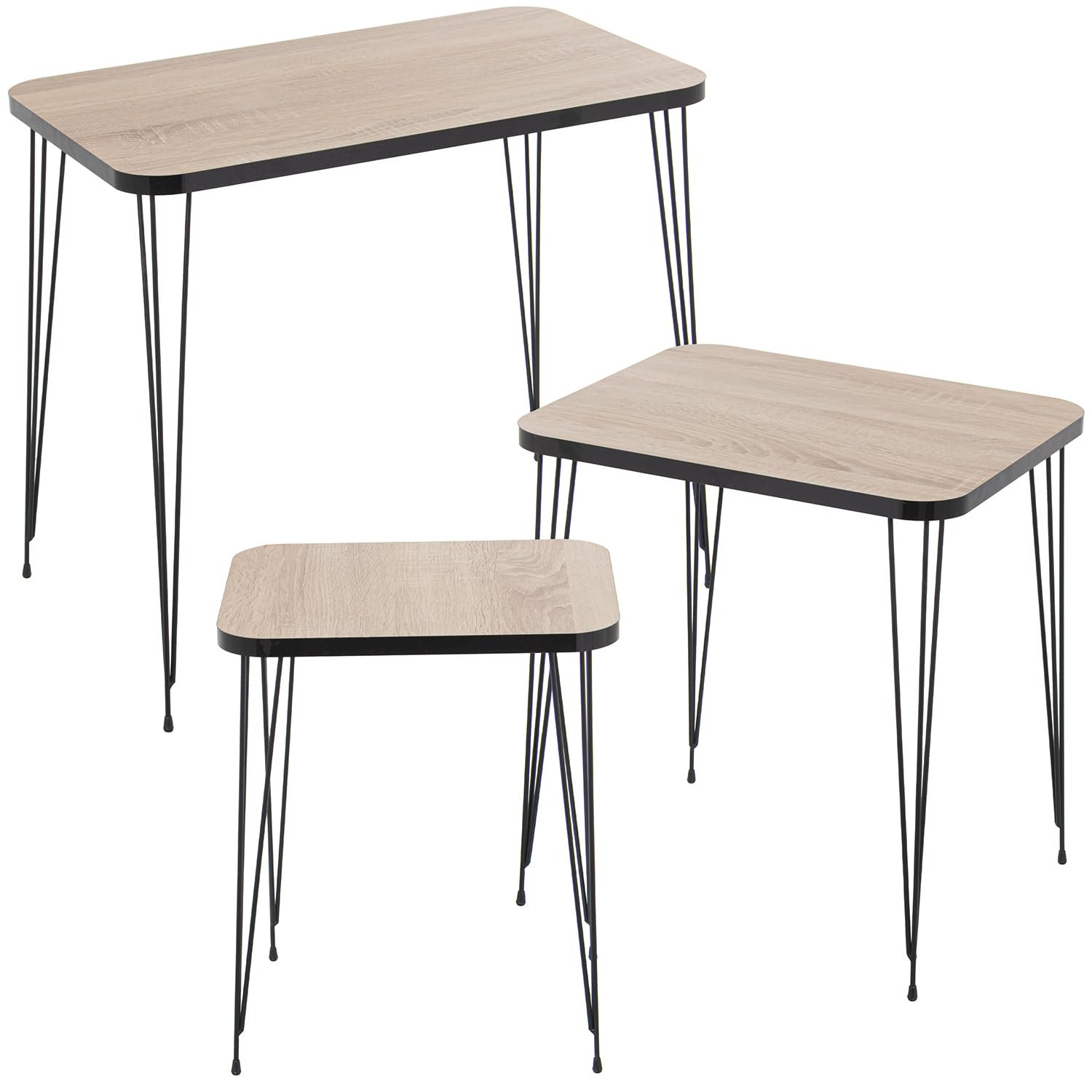 Drw Set 3 Tavolini Legno e Metallo Effetto Marmo Nero