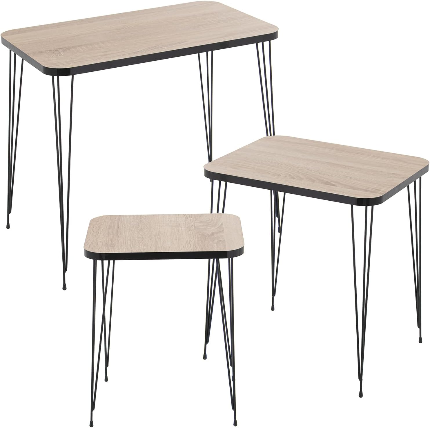 Drw Set 3 Tavolini Legno e Metallo Effetto Marmo Nero - immagine 1