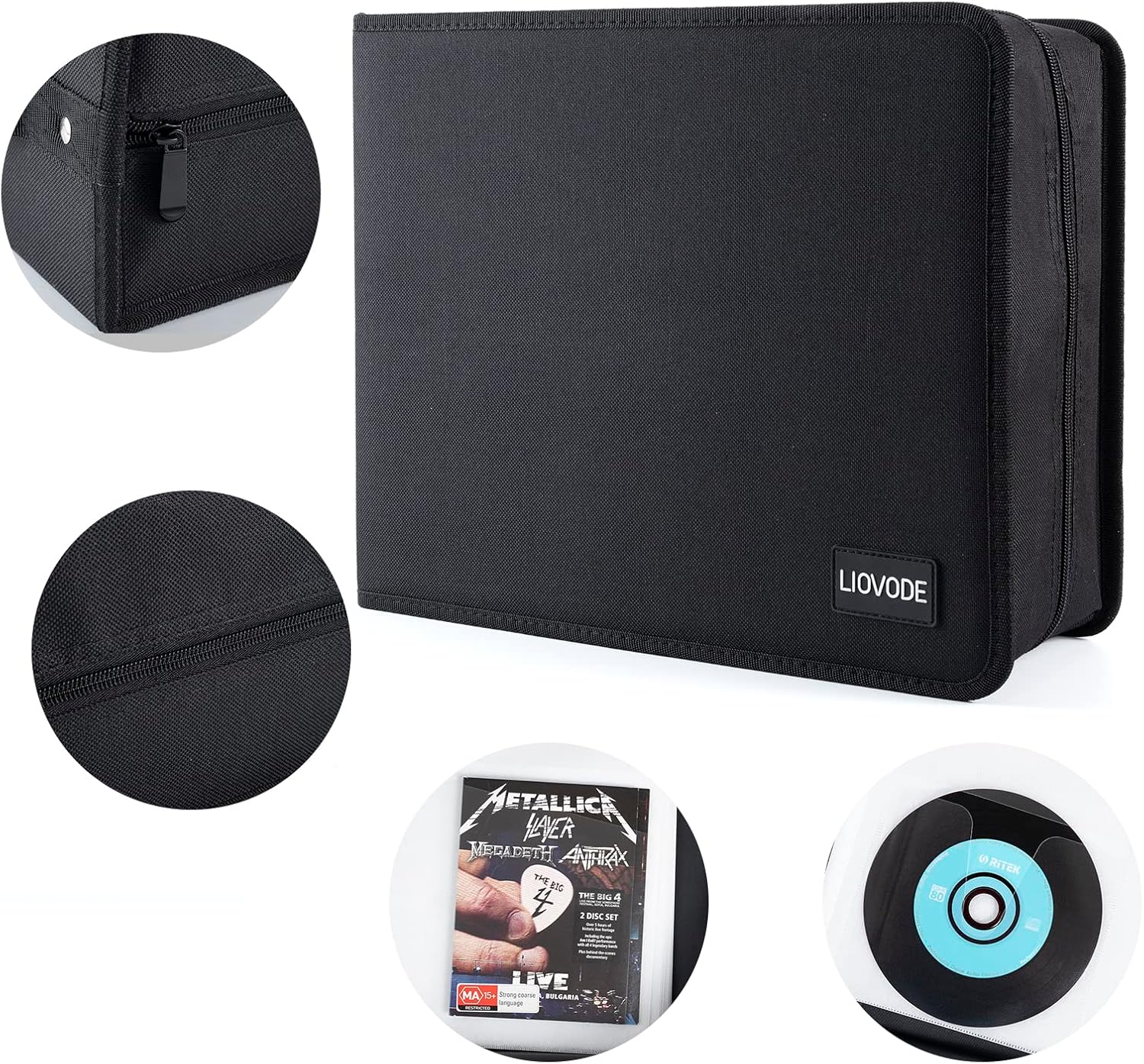 LIOVODE Custodia DVD Capacità 200 DVD e 100 Libretti - immagine 4