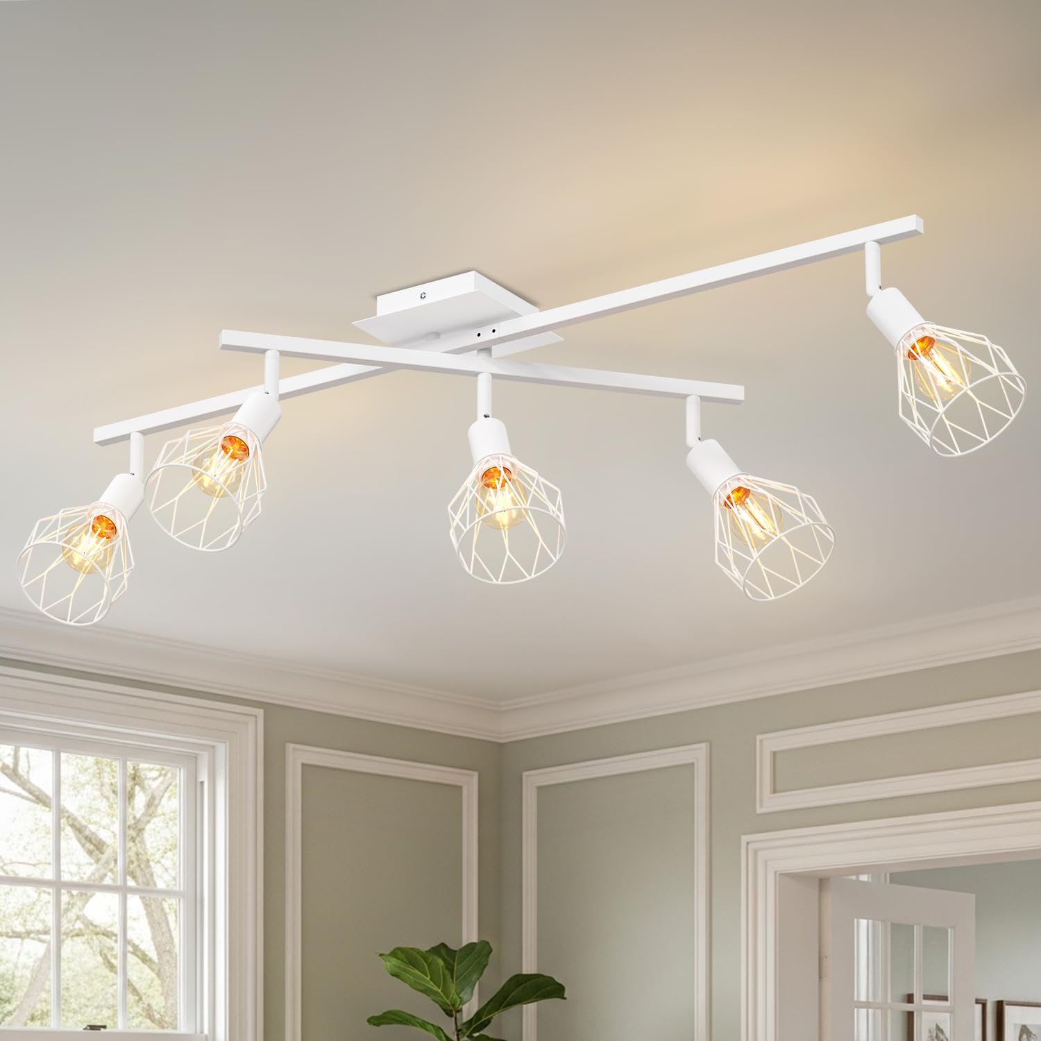 Lvwit Faretti Soffitto Bianchi con 5 Attacchi E14