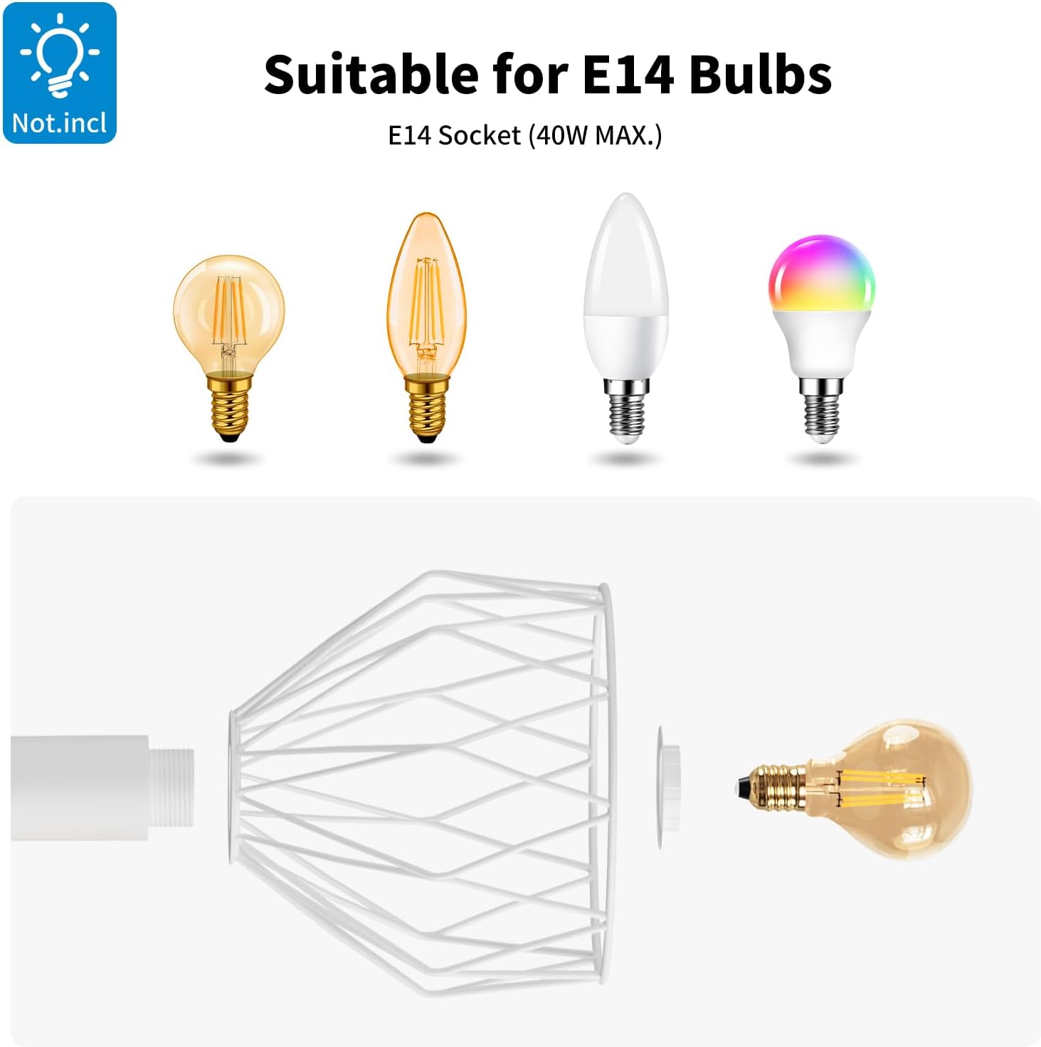 Lvwit Faretti Soffitto Bianchi con 5 Attacchi E14 - immagine 6