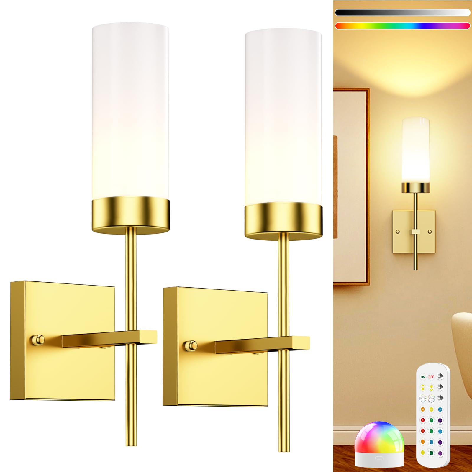 LABOREDUCER Set di 2 lampade da parete a batteria