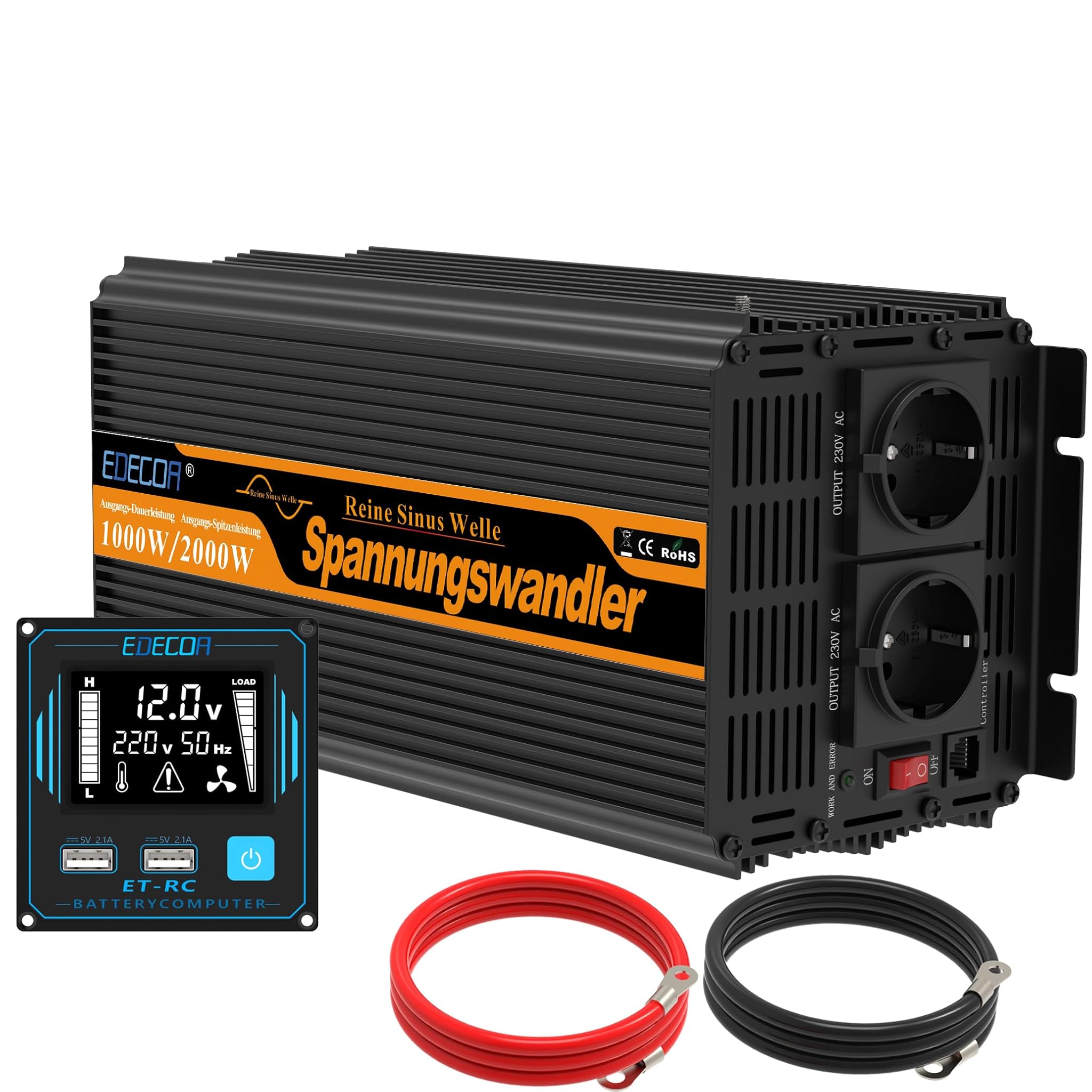 Edecoa Inverter 12V 220V Onda Pura 1000W