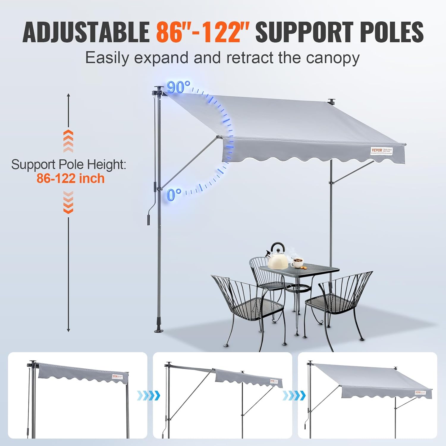 Vevor Tenda da Sole Retrattile Manuale 3x1,2m - immagine 4