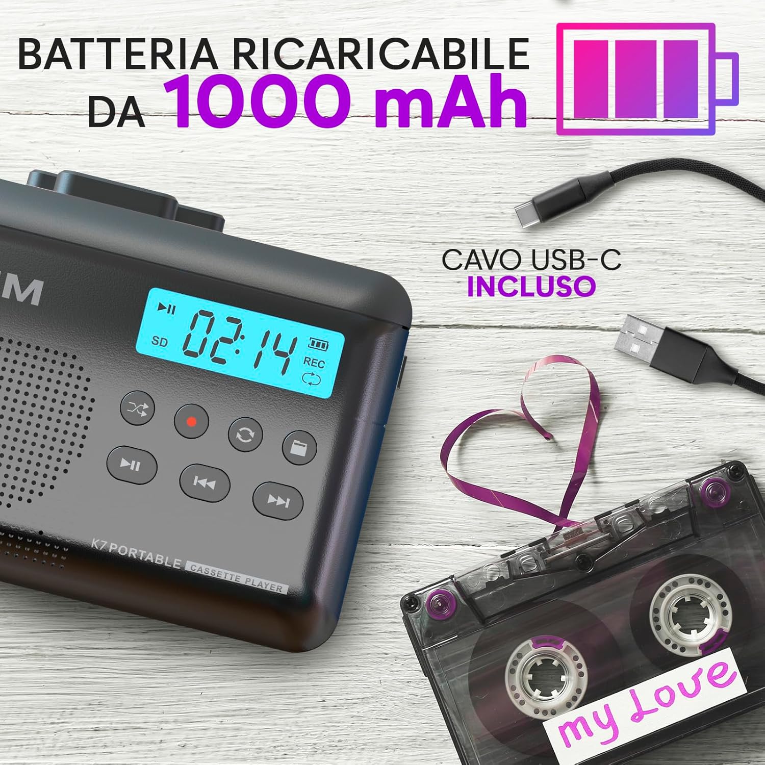 K7 Cassette Player - Convertitore Cassette MP3 - immagine 5