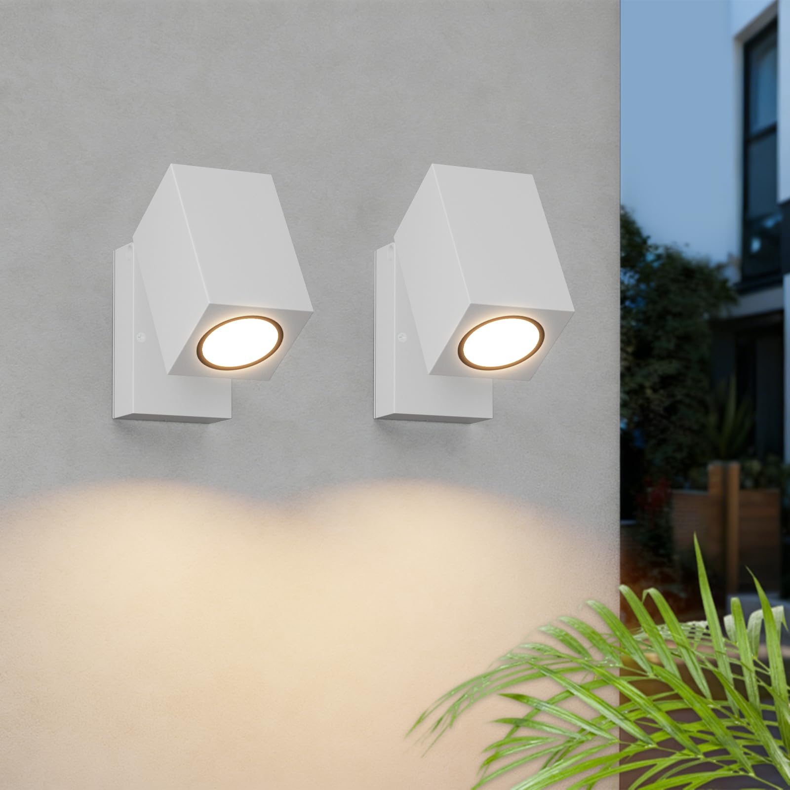 Aipsun 2 PCS Applique da Esterno/Interno,Ip65 Lampada da Parete in alluminio applique Gu10/90 gradi orientabili esterno/interno,impermeabile,Applique senza lampadina，Bianco