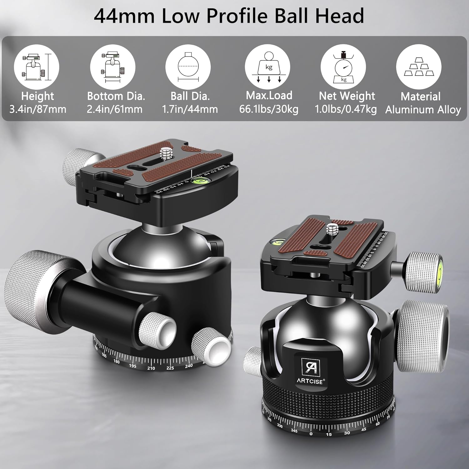 Artcise KB44 Testa a Sfera Basso Profilo per Treppiede - immagine 2