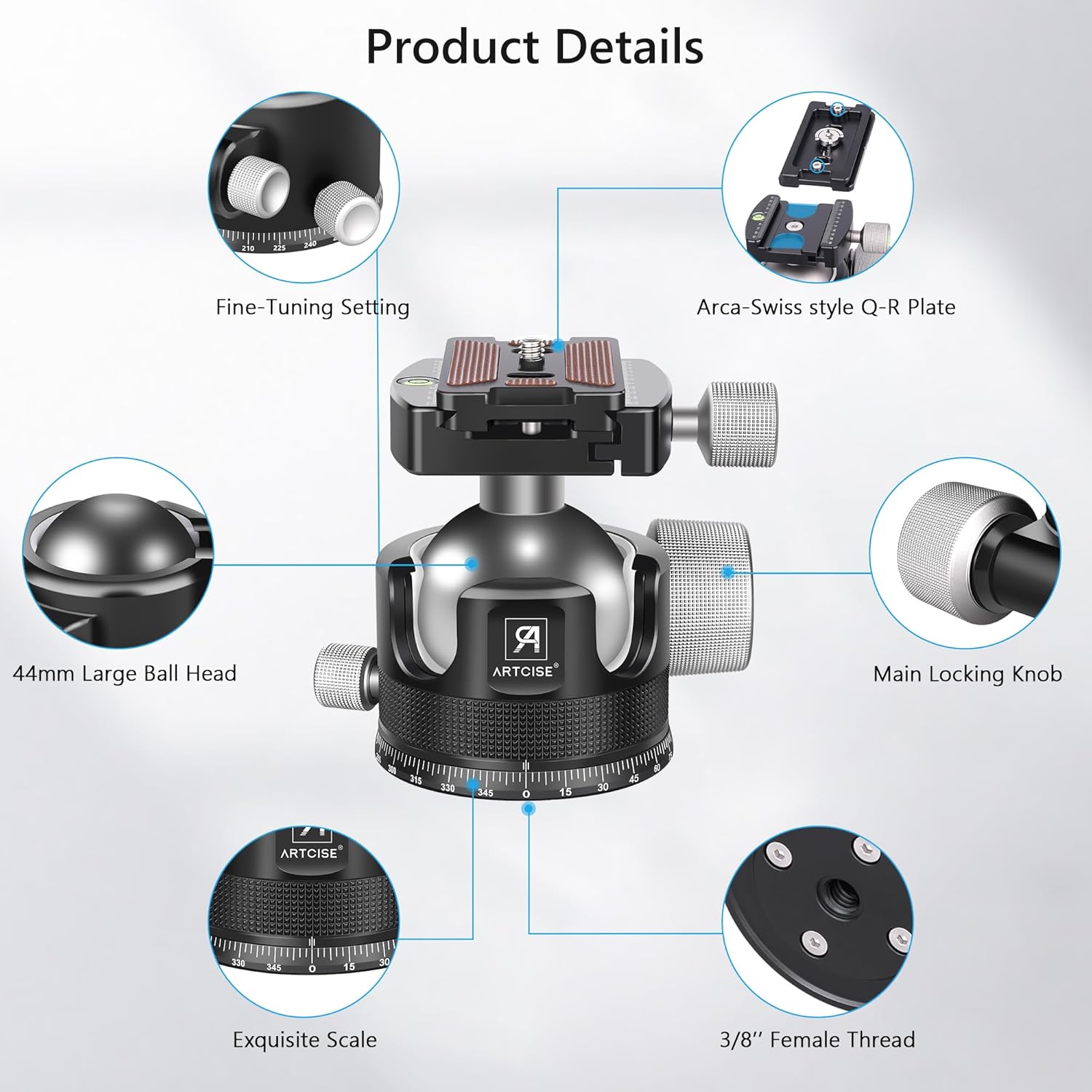 Artcise KB44 Testa a Sfera Basso Profilo per Treppiede - immagine 8