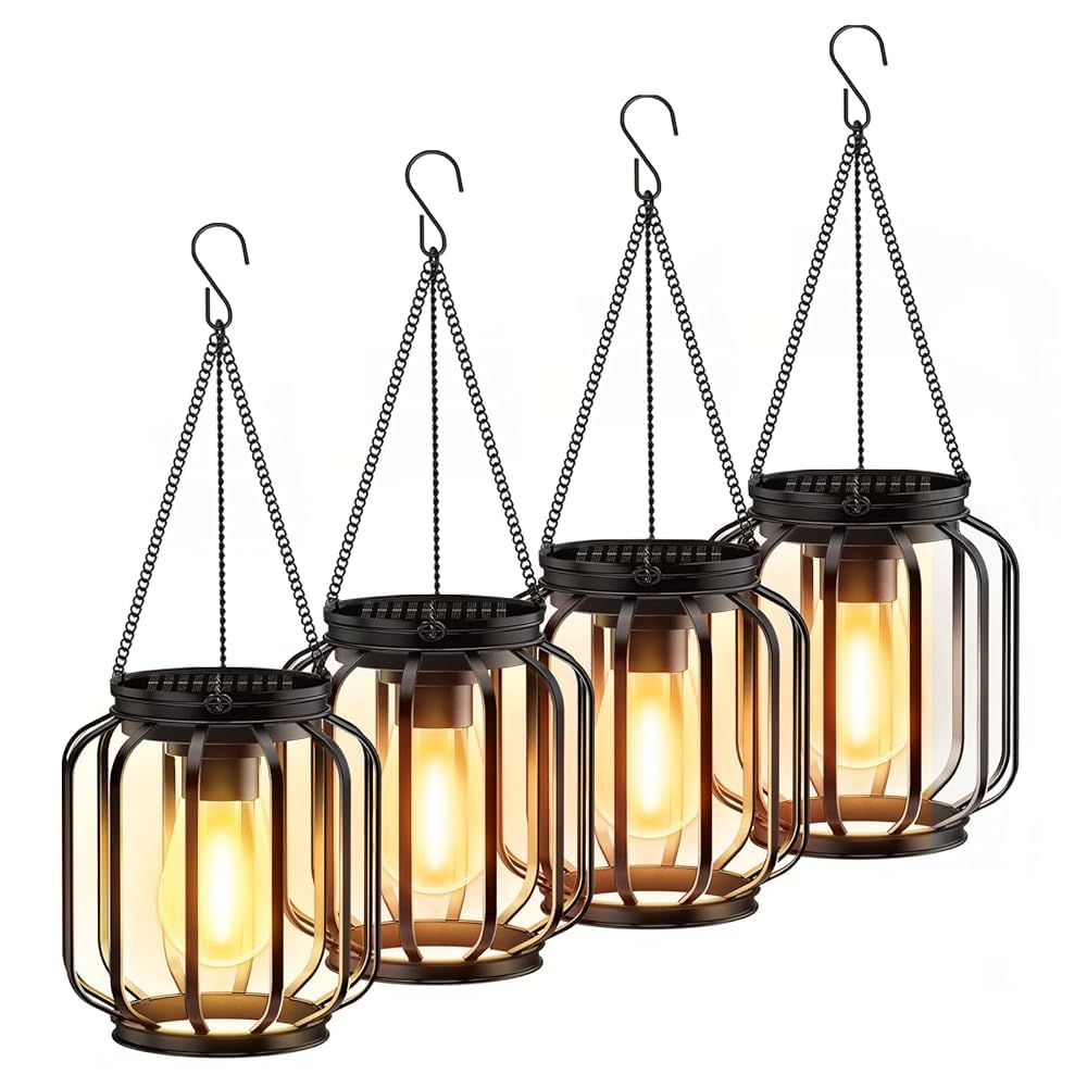 Lampade Solari da Giardino per Esterni, 4 Lanterne LED