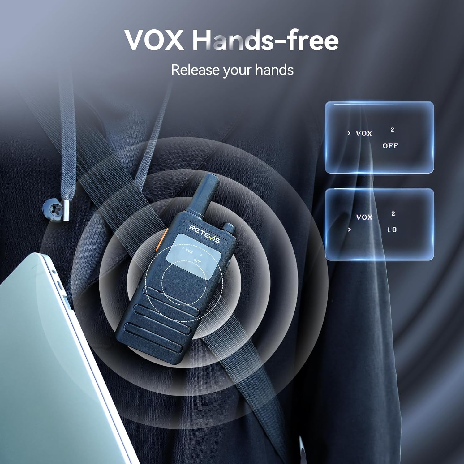 Retevis B63S - Walkie-Talkie PMR446 con Schermo LCD (4 Pezzi, Nero) - immagine 8