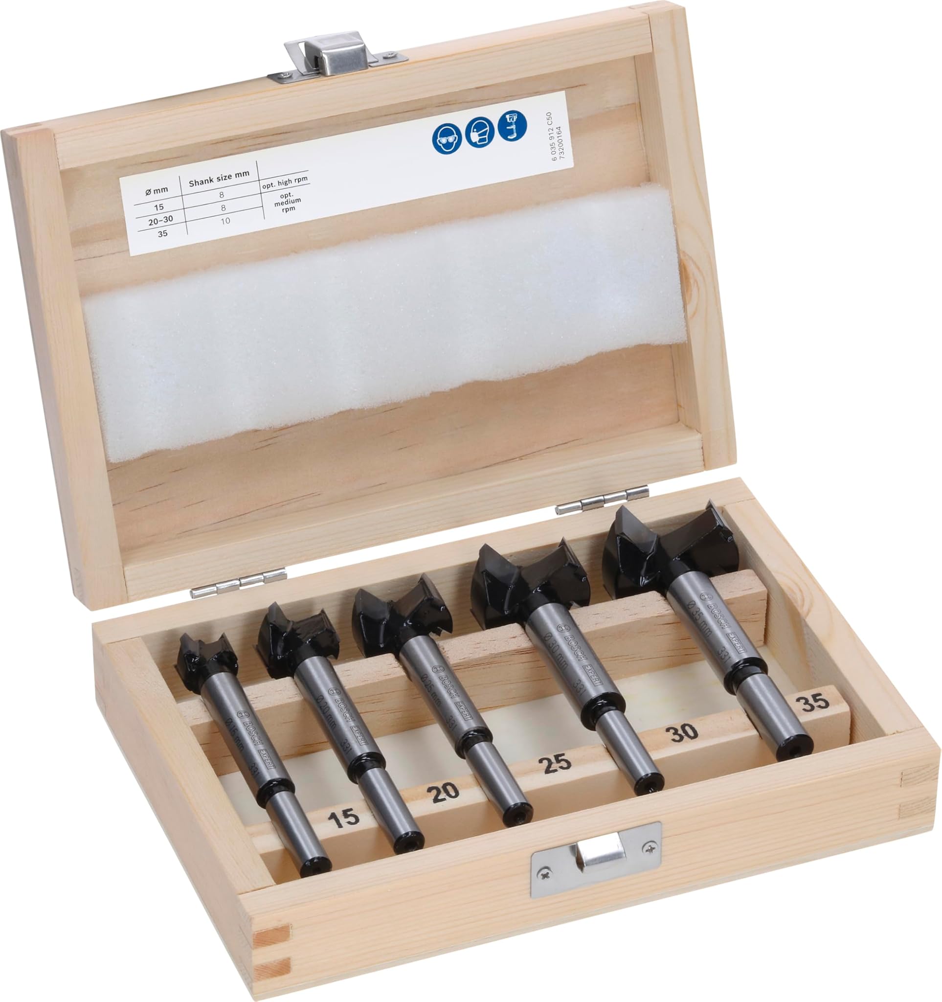 Bosch 5x Set Punte per Cerniere EXPERT Laminated Wood