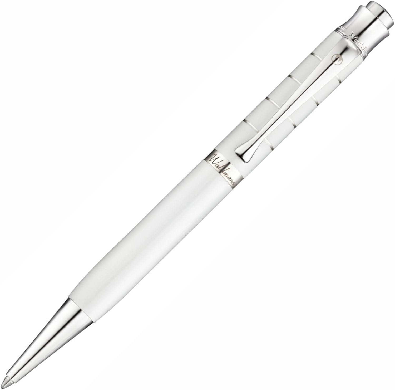 Waldmann Tango, penna sfera, disegno anelli, lacca bianco, argento massiccio 925 - immagine 1