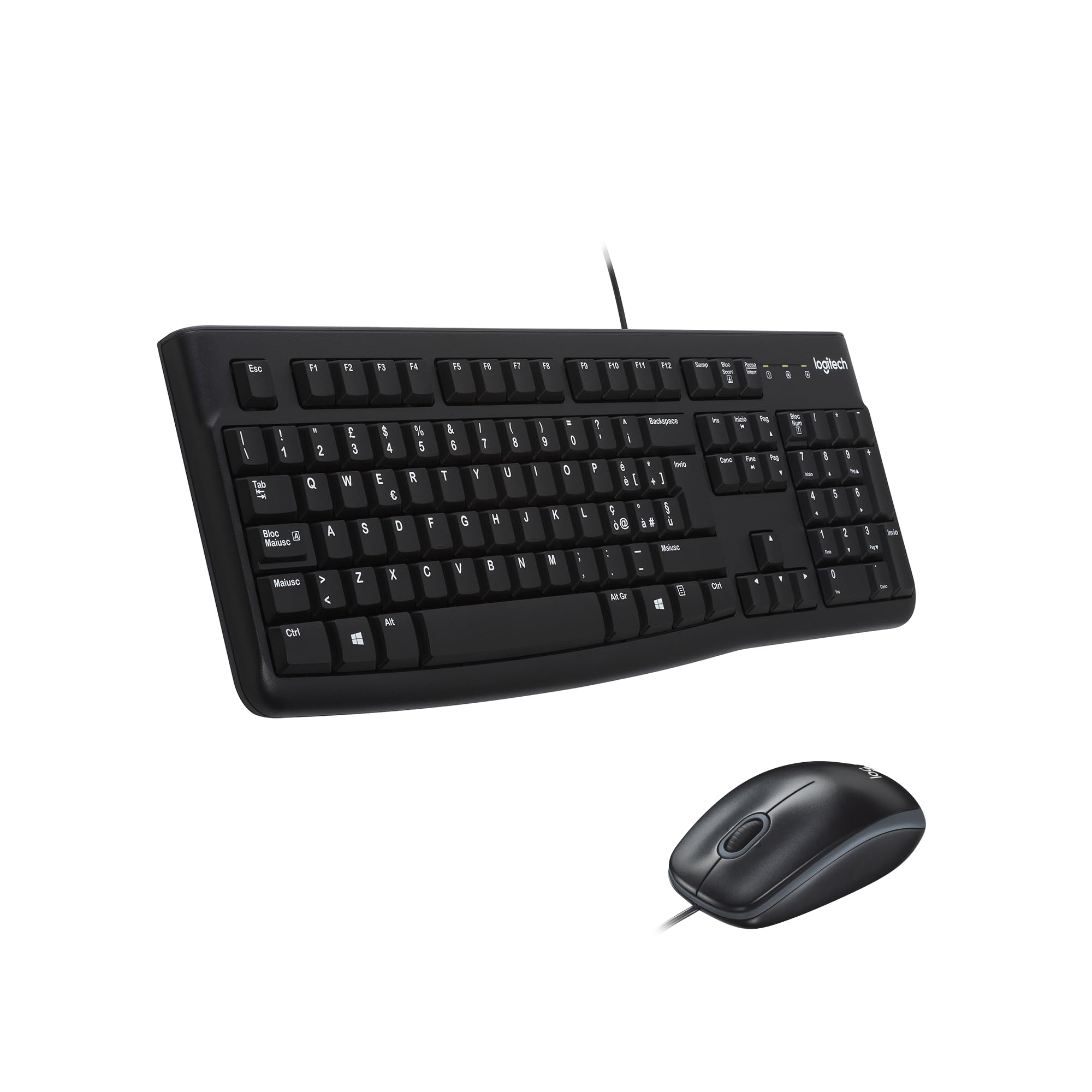 Logitech MK120 Combo Tastiera e Mouse con Filo, Nero