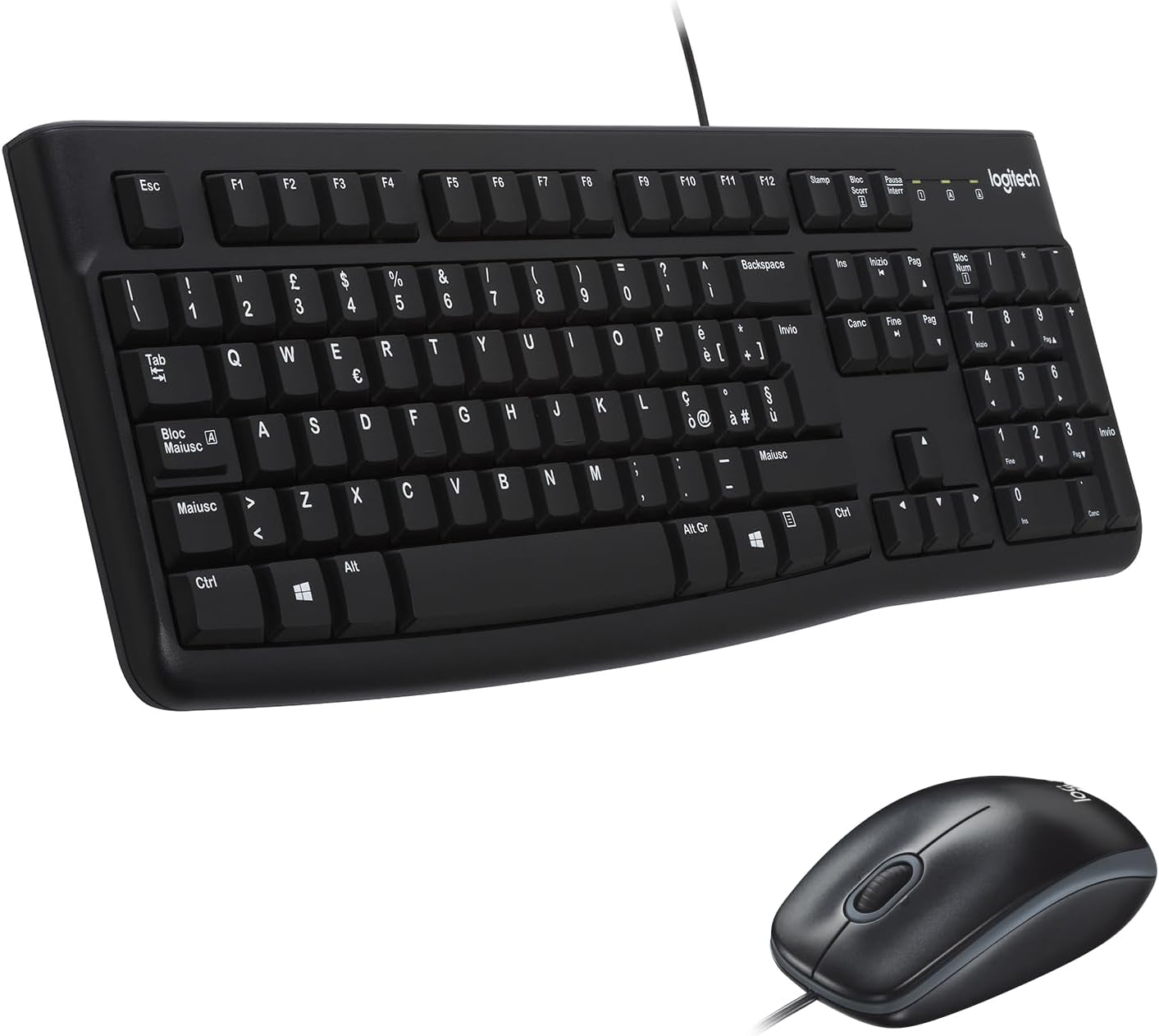 Logitech MK120 Combo Tastiera e Mouse con Filo, Nero - immagine 1