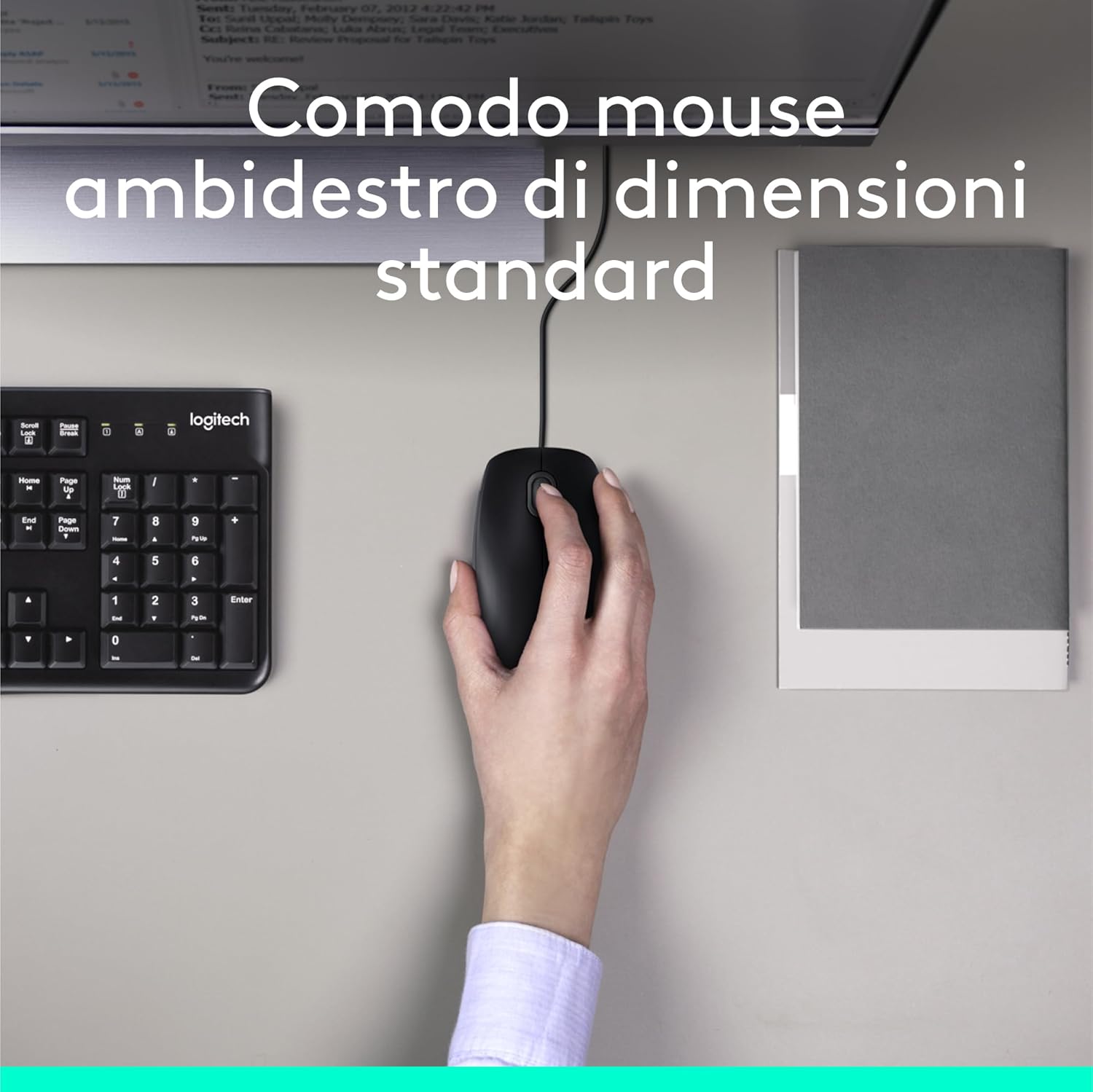Logitech MK120 Combo Tastiera e Mouse con Filo, Nero - immagine 3