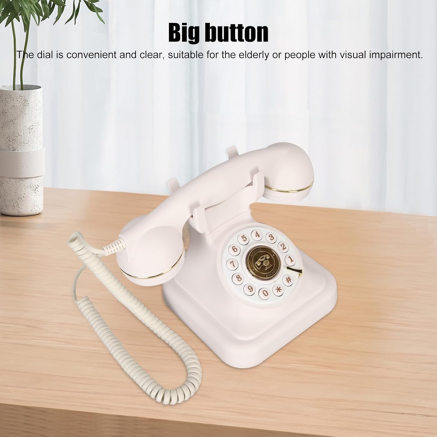 Telefono Fisso Retrò Vintage con Pulsante Grande - immagine 2