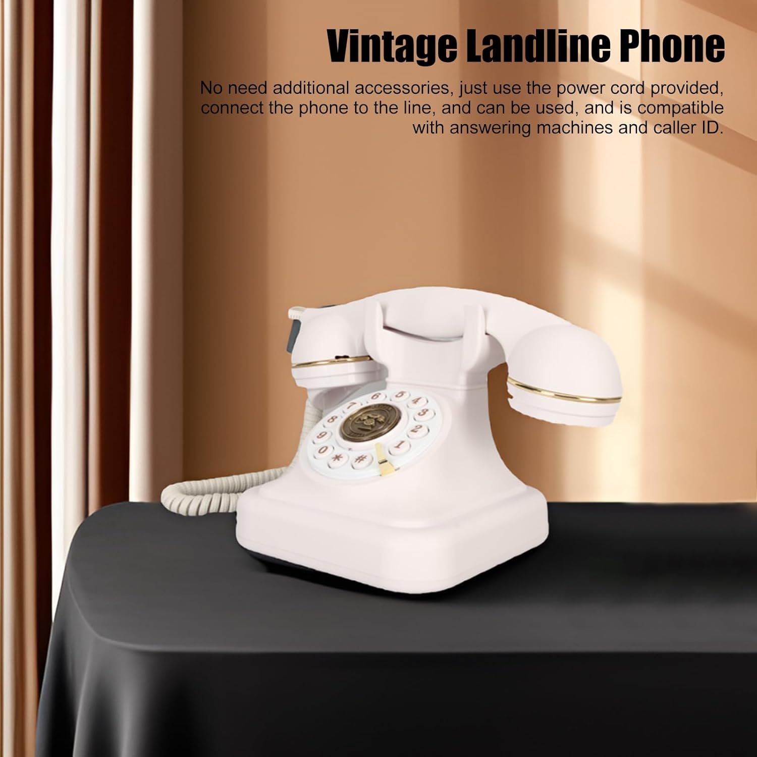 Telefono Fisso Retrò Vintage con Pulsante Grande - immagine 3