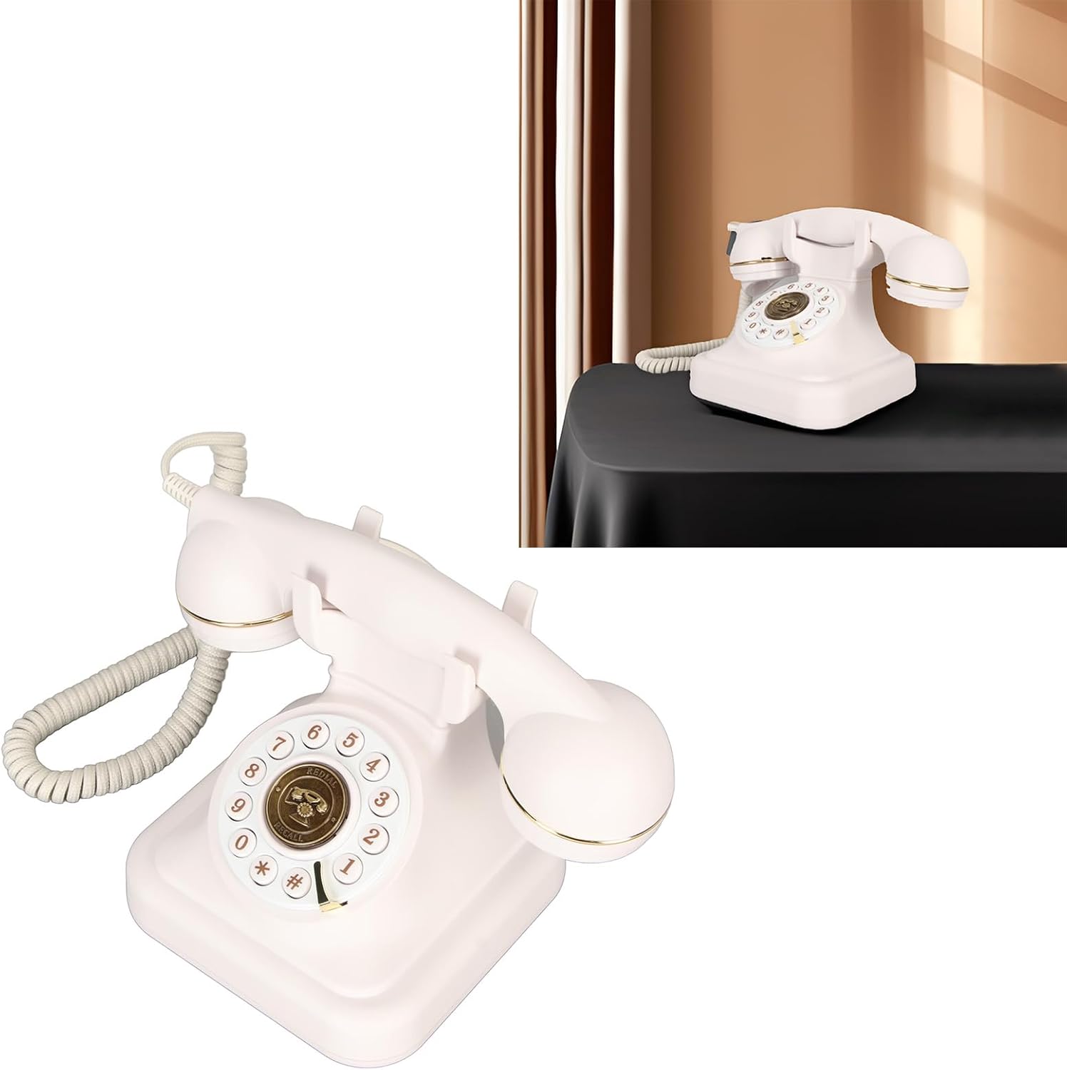 Telefono Fisso Retrò Vintage con Pulsante Grande - immagine 4