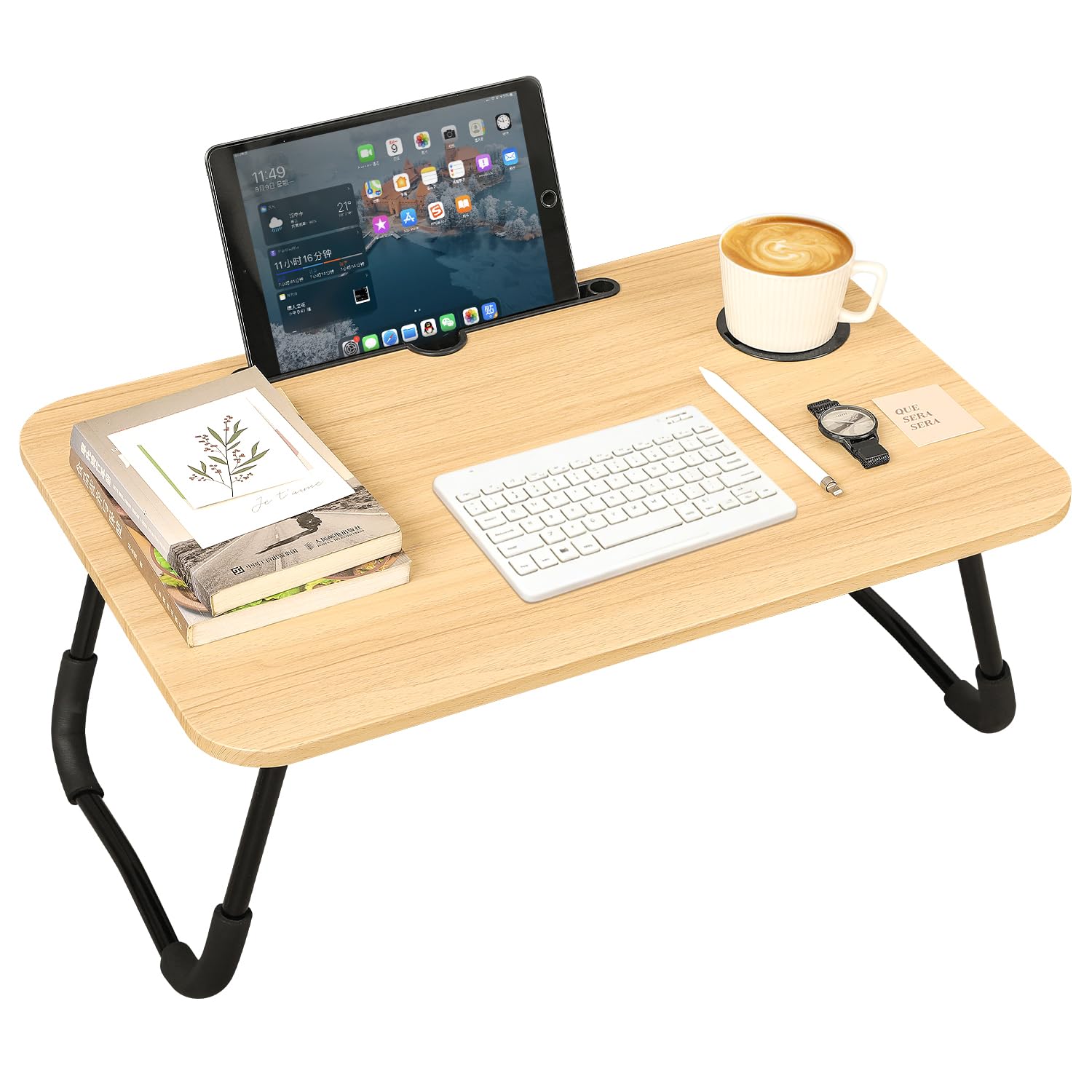 Scrivania Laptop da Letto Pieghevole in Legno