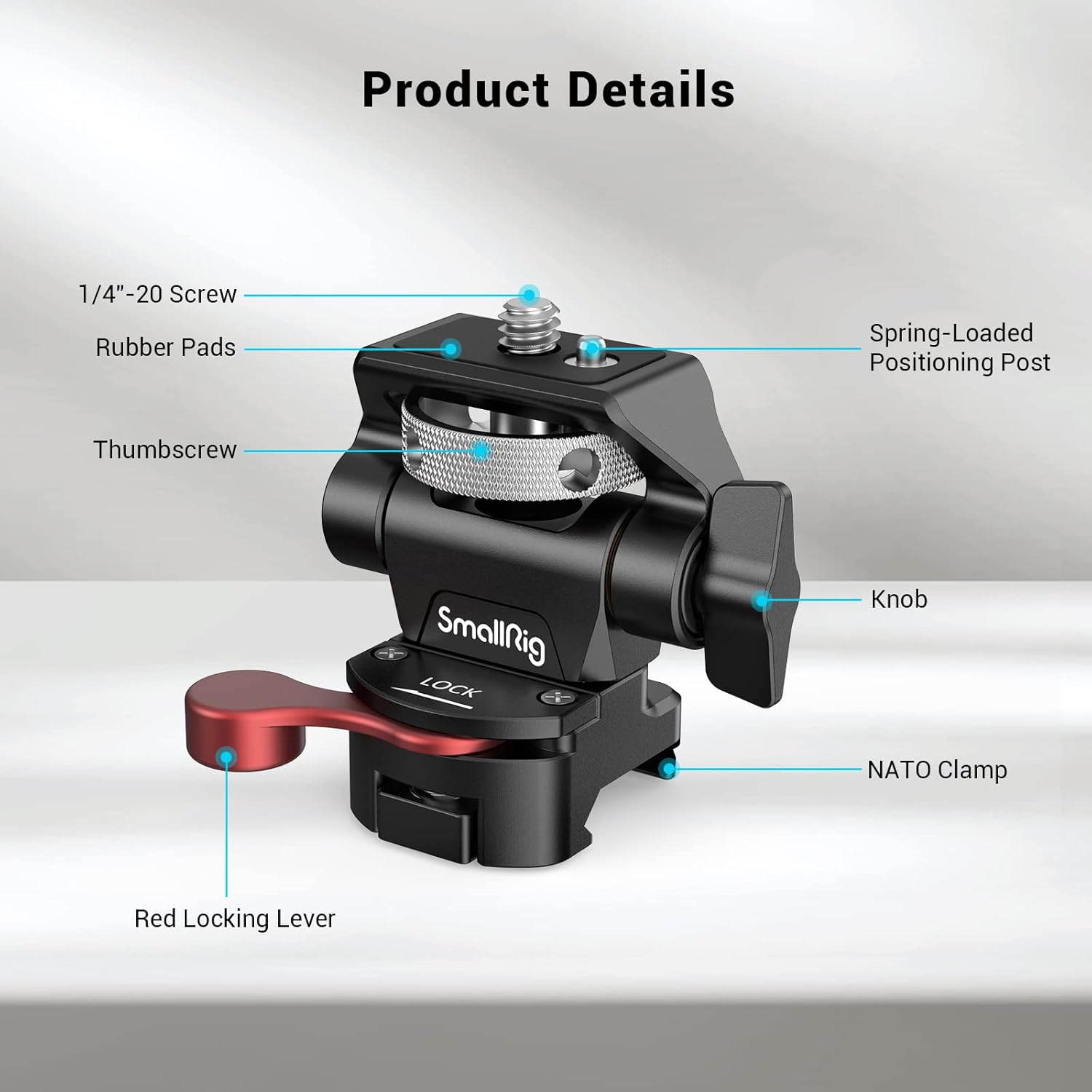 Smallrig Supporto Monitor Regolabile con Morsetto NATO - immagine 2