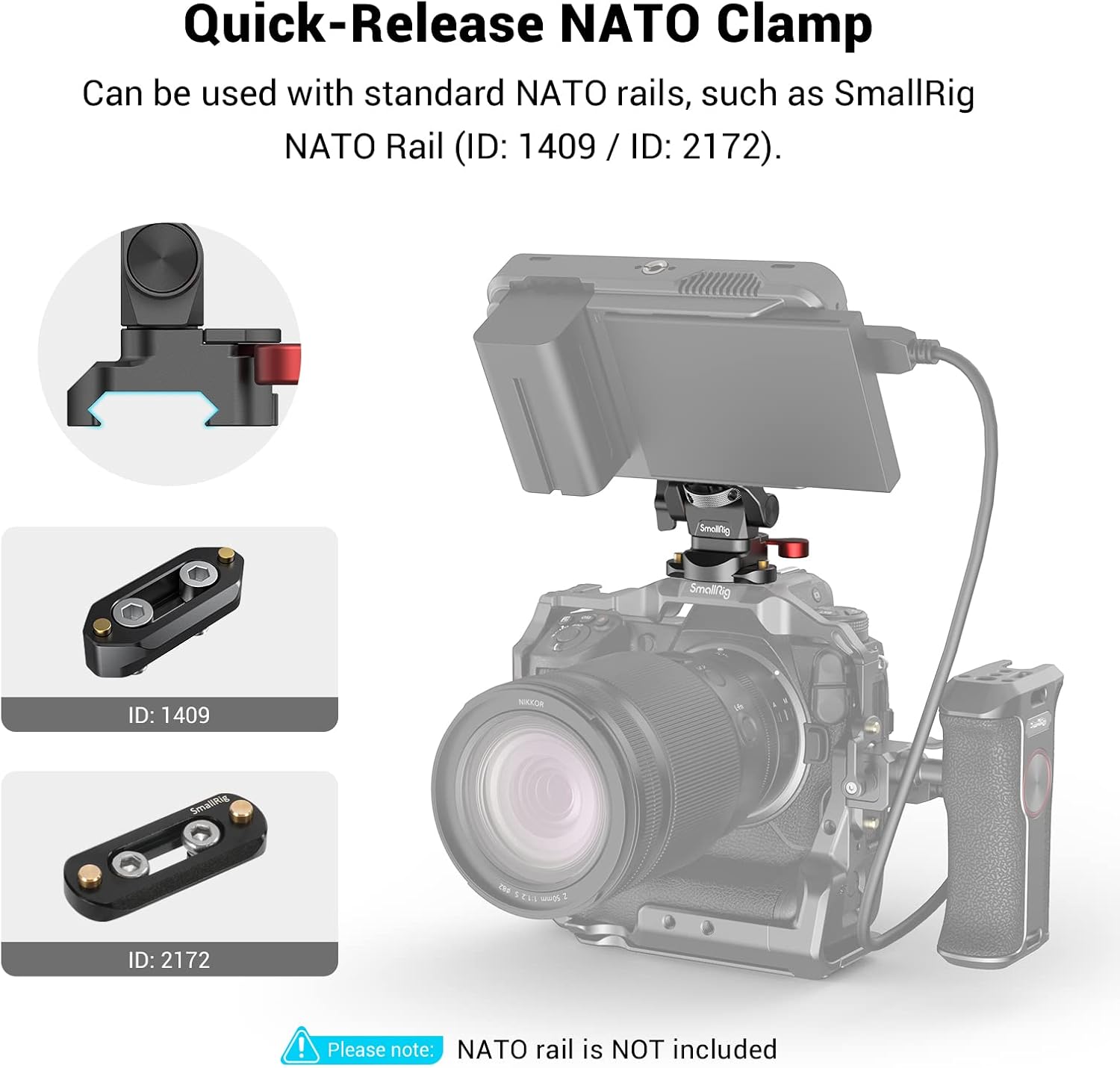 Smallrig Supporto Monitor Regolabile con Morsetto NATO - immagine 7