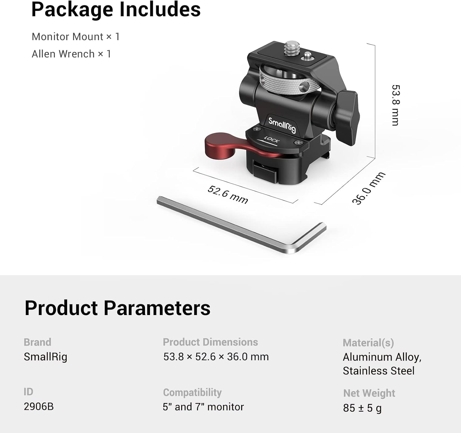 Smallrig Supporto Monitor Regolabile con Morsetto NATO - immagine 8