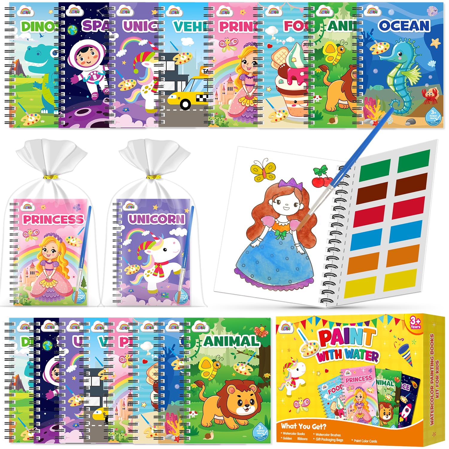 Zmlm Libri da Colorare ad Acqua per Bambini (48 pezzi)