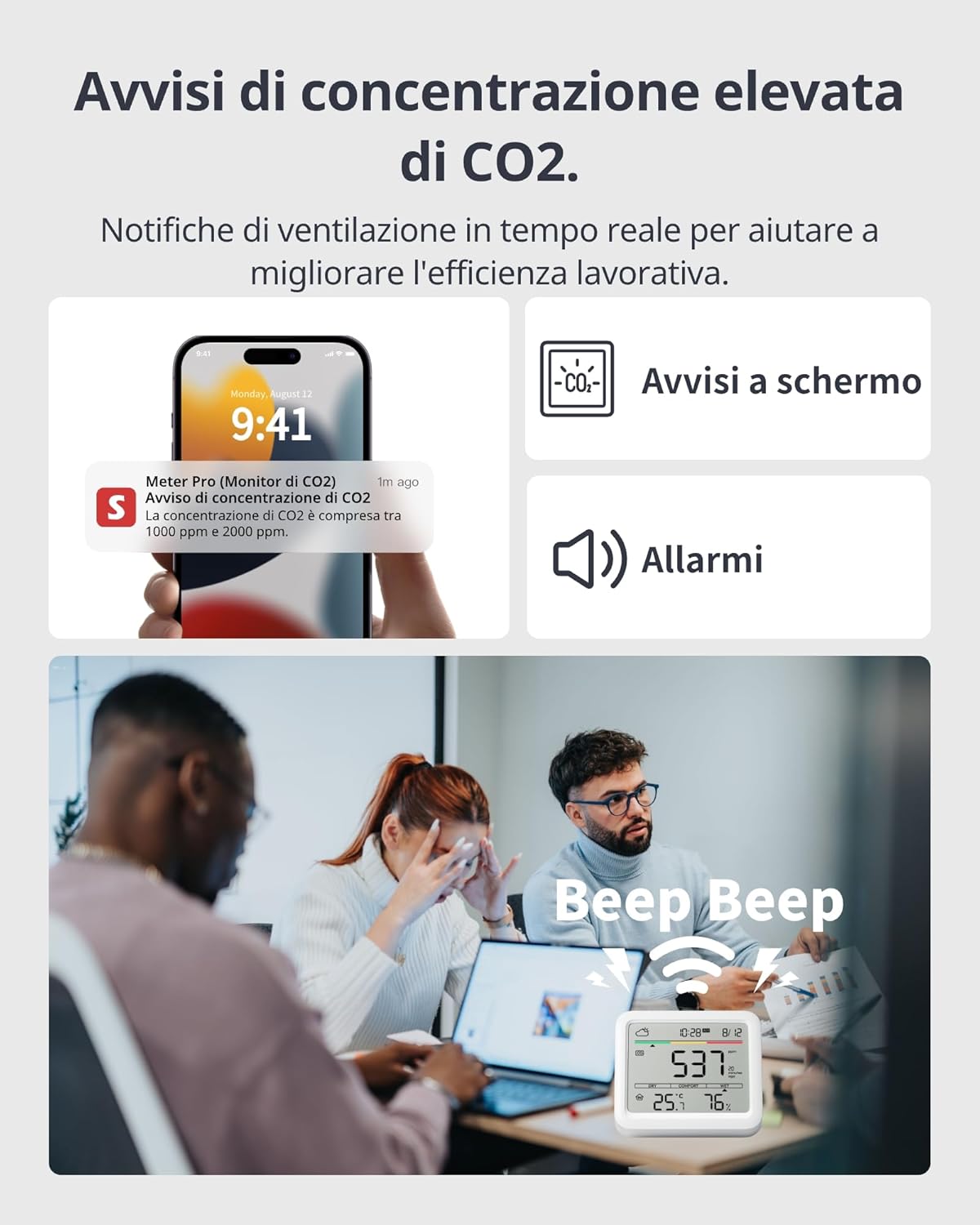 Switchbot Rilevatore di CO2 WLAN con Termometro - immagine 5