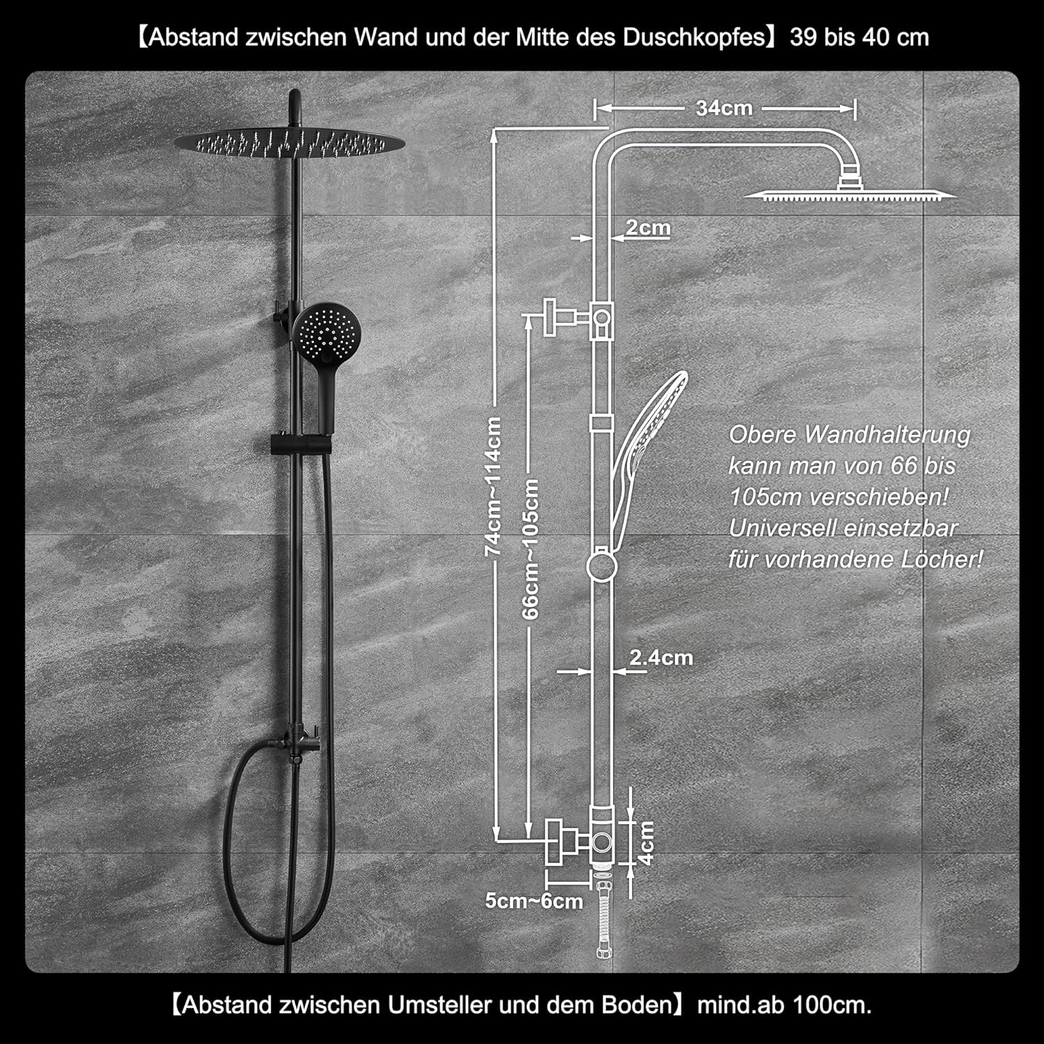 Görbach Colonna Doccia Idromassaggio Nera D25cm - immagine 6