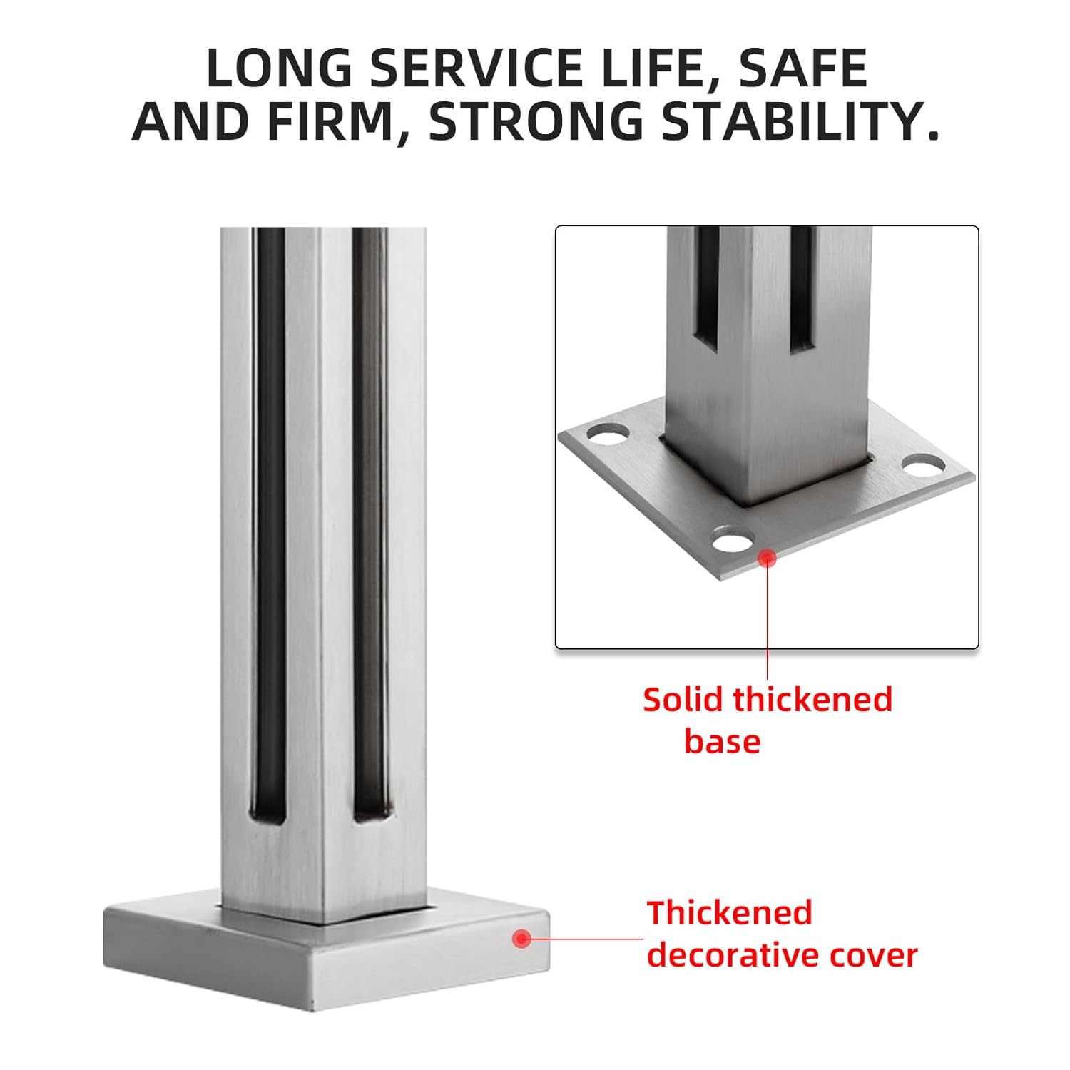 Palo per Ringhiera in Vetro Topless 60cm Argentato - immagine 4